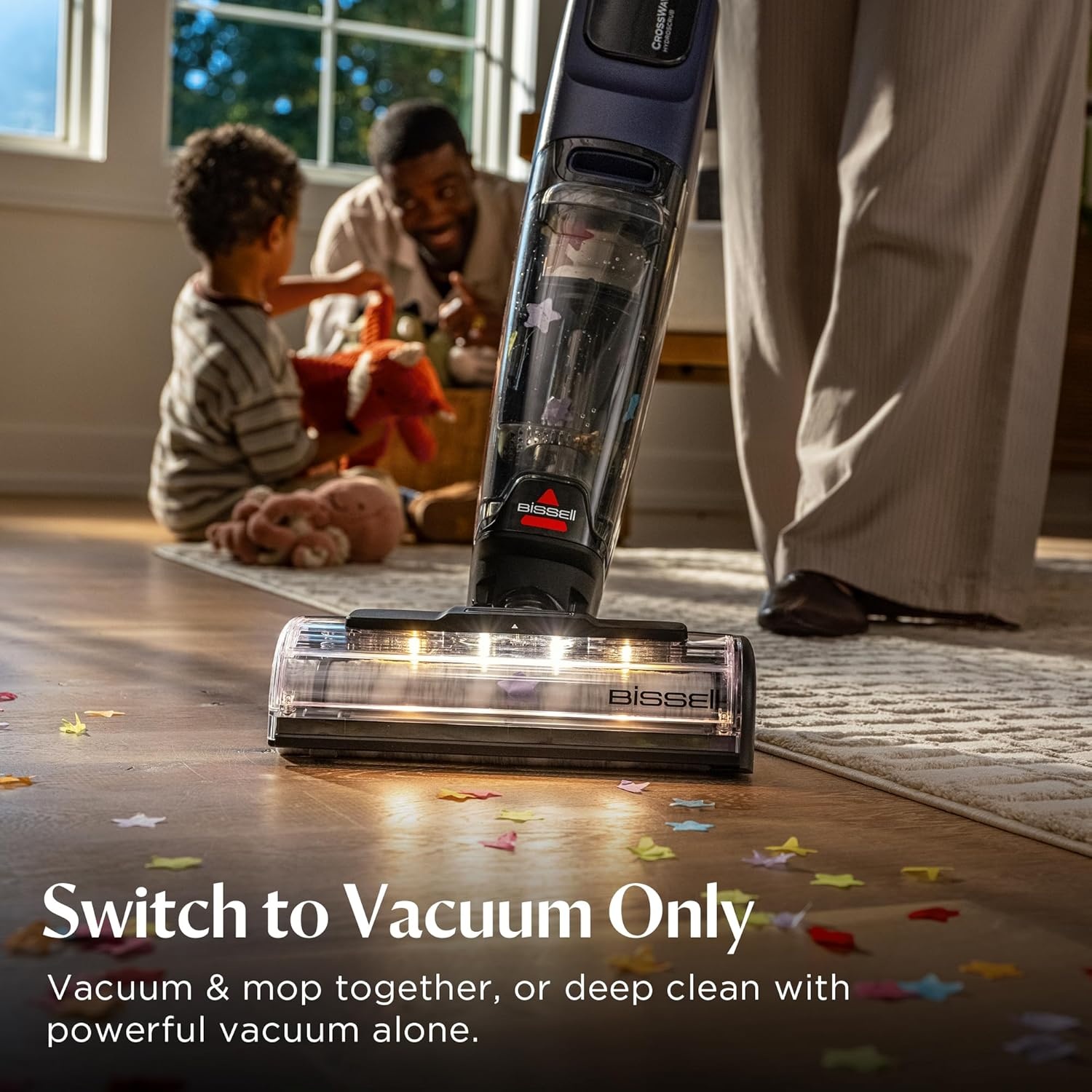 Bissell CrossWave HydroScrub Cordless Wet Dry Vacuum Mop, Floor Cleaner with ZeroGap Edge Cleaning & FurFinder Headlights, 45-Minute Runtime for Hard Floors & Area Rugs, 4275F(CrossWave HydroScrub)