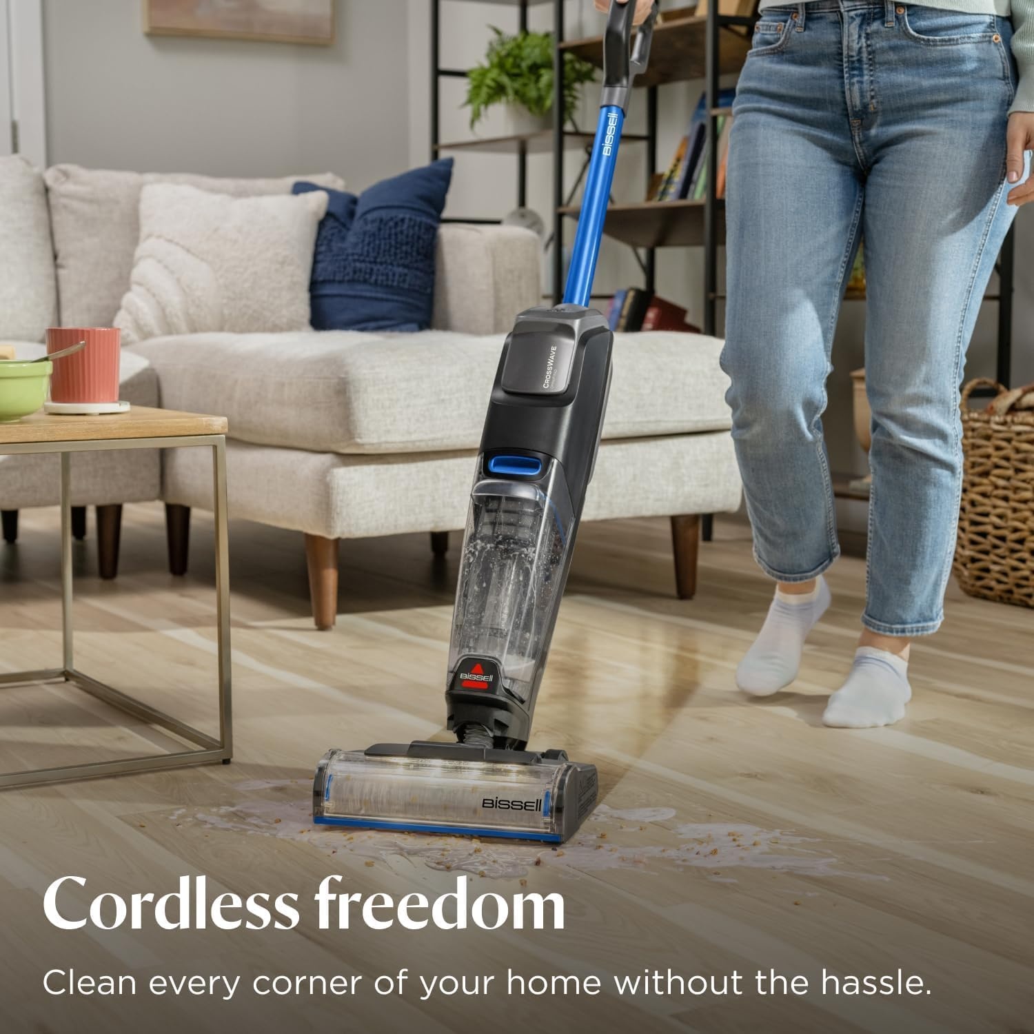 Bissell CrossWave OmniFind Cordless Wet Dry Vacuum Mop with FurFinder Headlights, All-in-One Floor Cleaner with Powerful Suction for Hard Floors and Rugs, 3967F(CrossWave Cordless Plus)