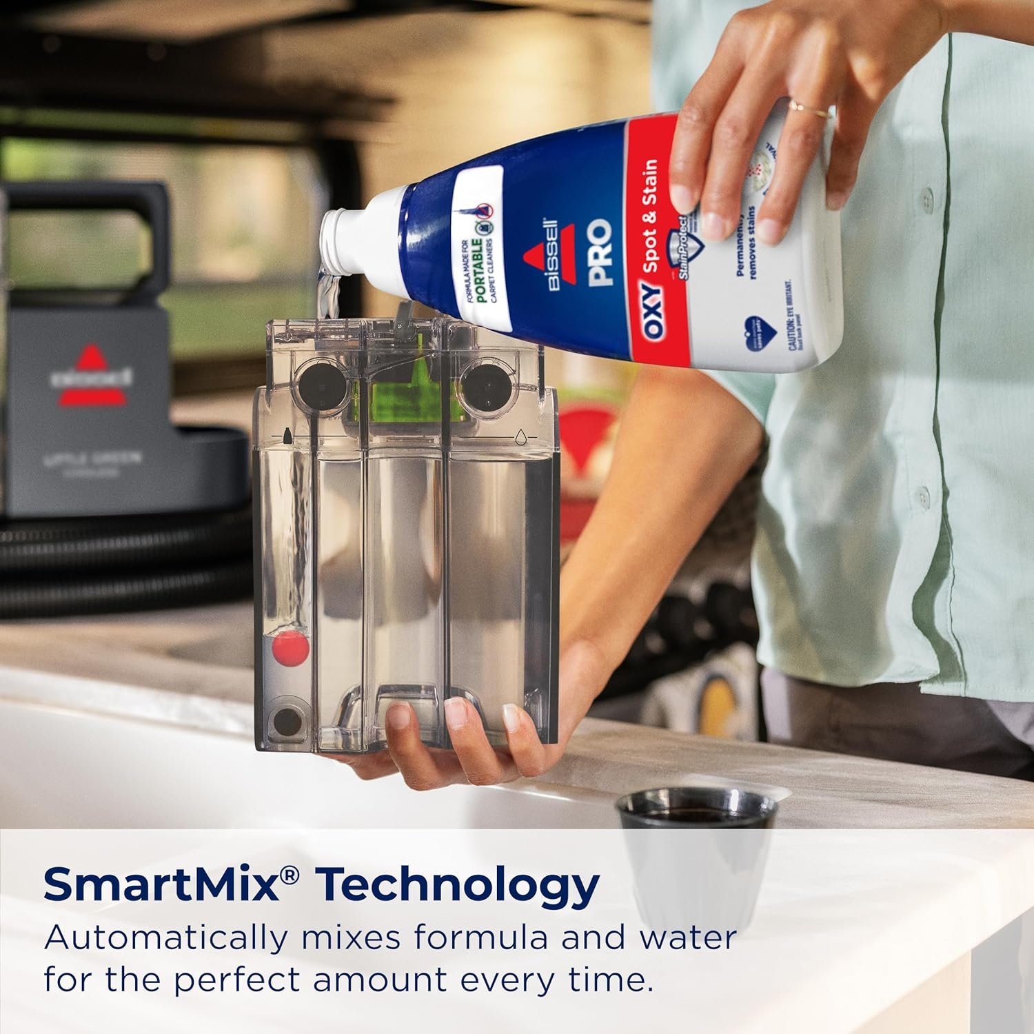 BISSELL Little Green Cordless SmartMix, Powerful Cordless Suction, HydroRinse Self-Cleaning Hose Tool, Pro Oxy Spot & Stain Formula Included(Little Green Cordless SmartMix)