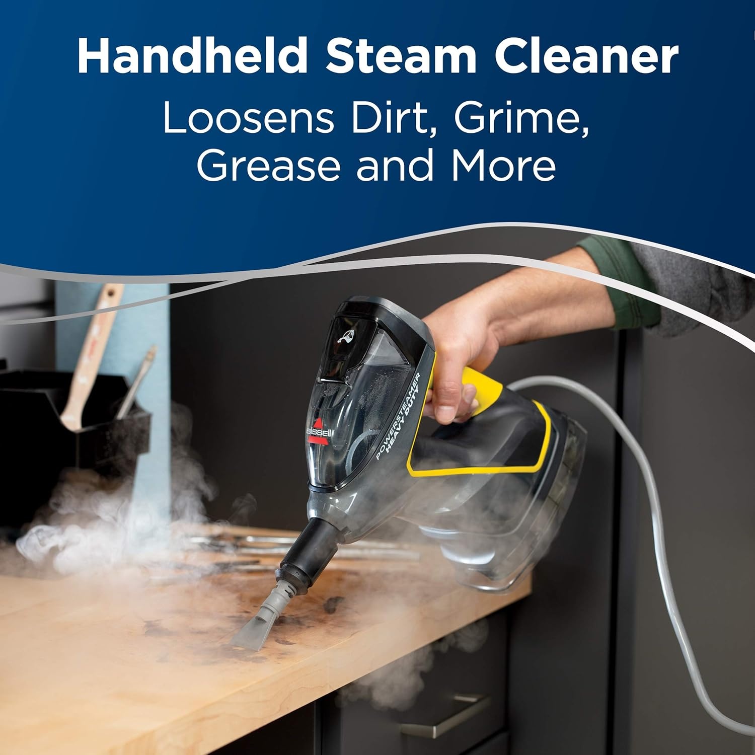 BISSELL PowerSteamer Heavy Duty 3-in-1 Steam Mop and Handheld SteamShot for Indoor & Outdoor, use for Garage, Workshop, Auto, Boat, Recreational Vehicles, Windows,Outdoor Furniture and Decks, 2685A(Power Steamer)