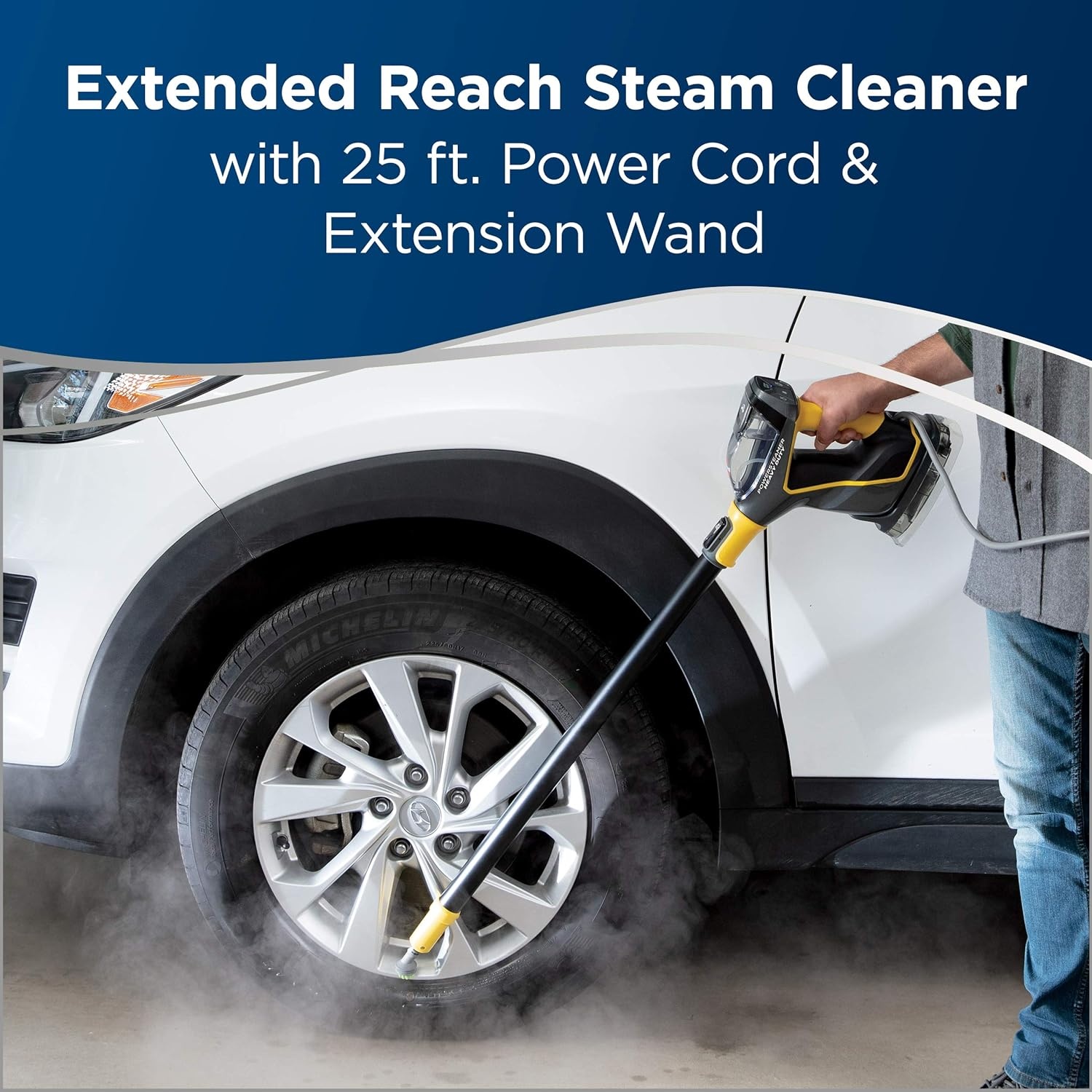 BISSELL PowerSteamer Heavy Duty 3-in-1 Steam Mop and Handheld SteamShot for Indoor & Outdoor, use for Garage, Workshop, Auto, Boat, Recreational Vehicles, Windows,Outdoor Furniture and Decks, 2685A(Power Steamer)