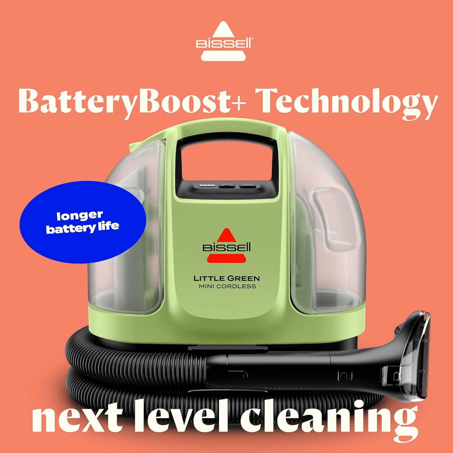 BISSELL Little Green Cordless SmartMix, Powerful Cordless Suction, HydroRinse Self-Cleaning Hose Tool, Pro Oxy Spot & Stain Formula Included(Little Green Mini Cordless)