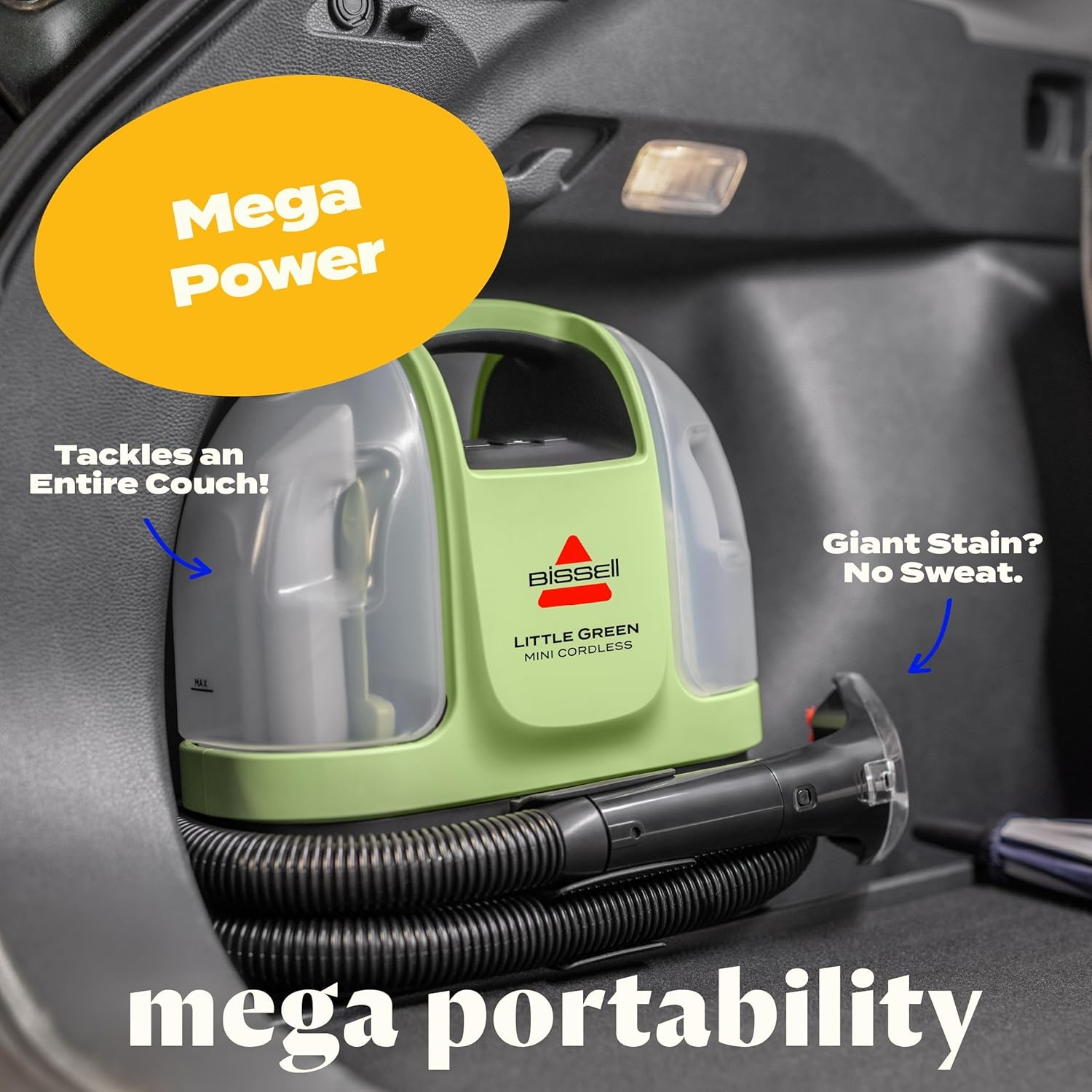 BISSELL Little Green Cordless SmartMix, Powerful Cordless Suction, HydroRinse Self-Cleaning Hose Tool, Pro Oxy Spot & Stain Formula Included(Little Green Mini Cordless)