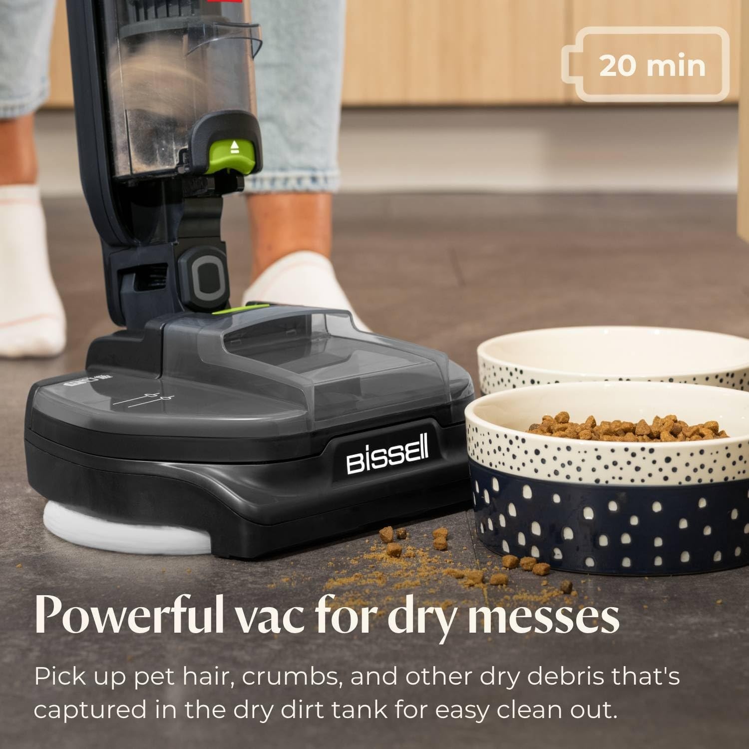 Bissell Spinwave Cordless Pet Spin Mop, 18V Electric Hard Floor Cleaner with Reusable Washable Pads, Pet Stain Removal for Sealed Wood Tile & Laminate Floors, 23157(Cordless + Vac)
