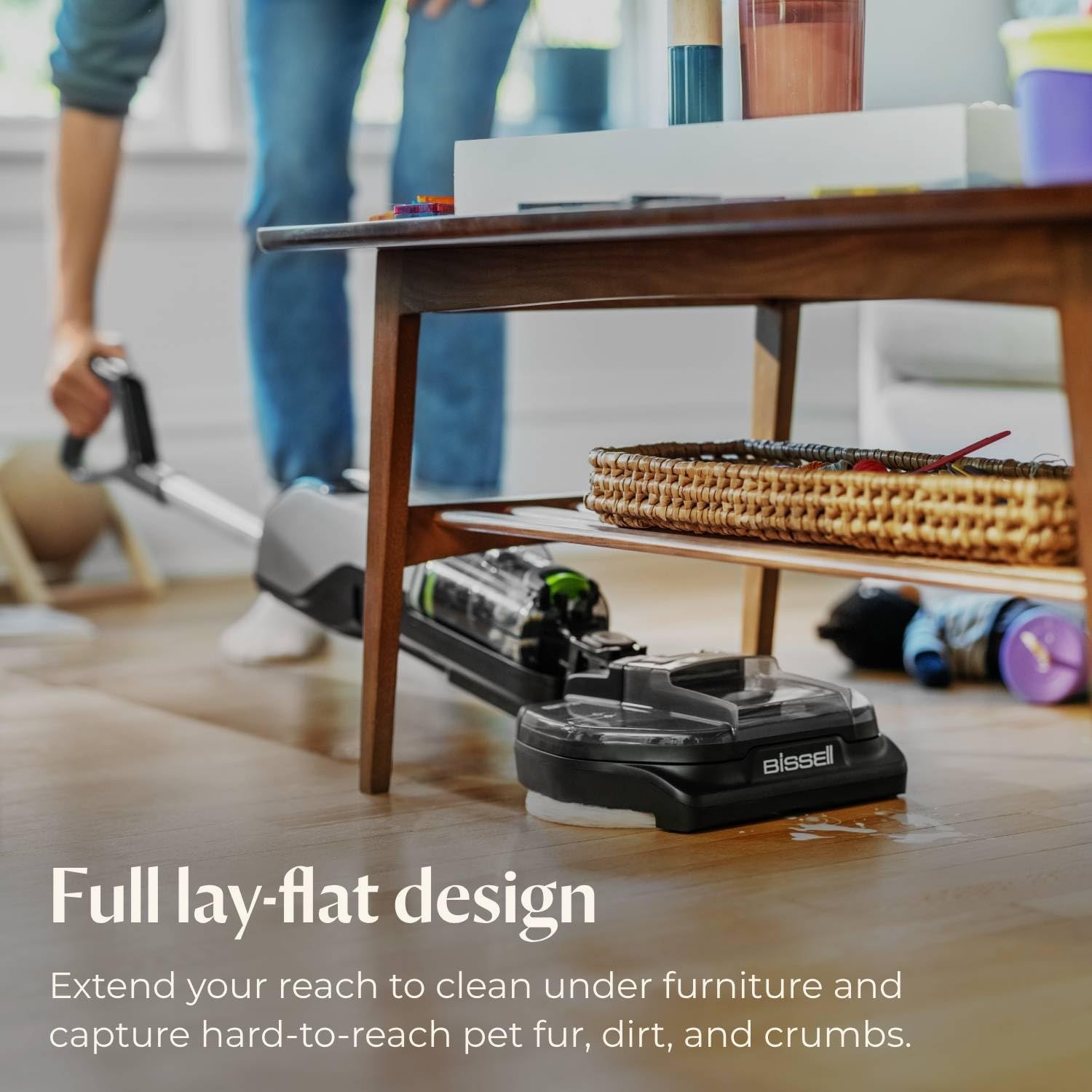 Bissell Spinwave Cordless Pet Spin Mop, 18V Electric Hard Floor Cleaner with Reusable Washable Pads, Pet Stain Removal for Sealed Wood Tile & Laminate Floors, 23157(Cordless + Vac)