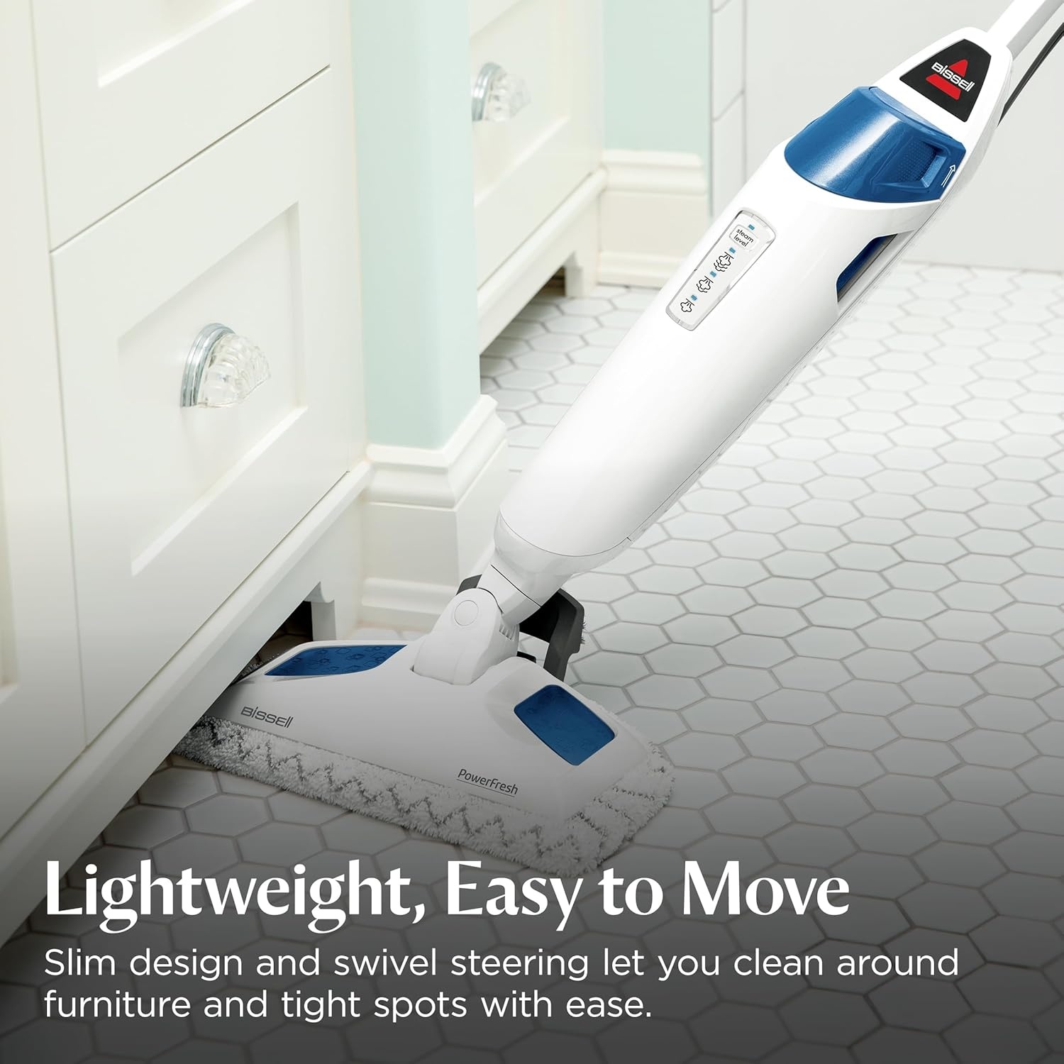 Bissell PowerFresh Deluxe 1806 Steam Mop for Tile, Hardwood & Sealed Floors w/Built‑in SpotBoost Brush, Fast 30‑Second Warm‑Up, Variable Steam Levels, Fresh Scent Discs Compatible(PowerFresh Steam Mop)