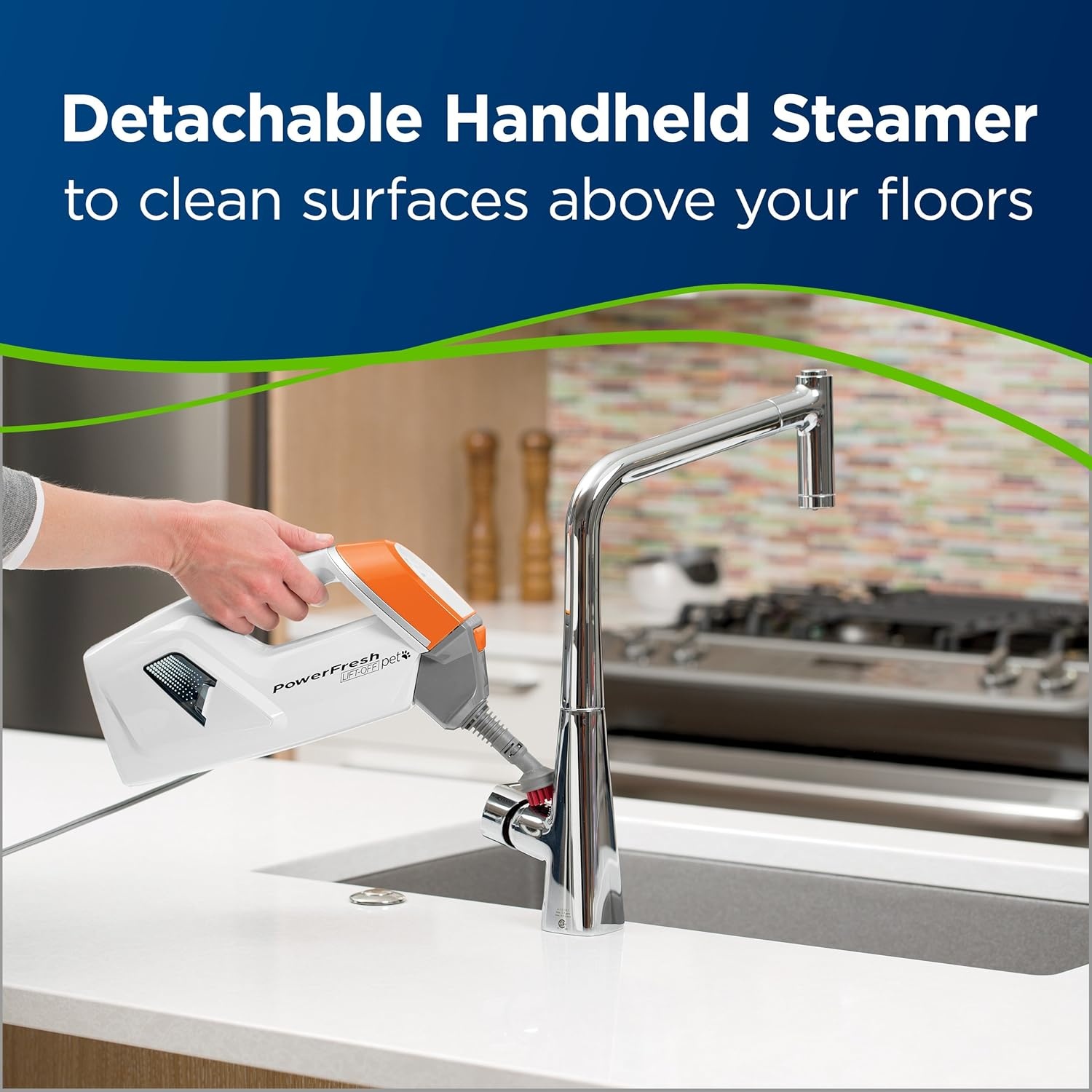 Bissell PowerFresh Lift-Off Pet Steam Mop, Steamer, Tile, Bathroom, Hard Wood Floor Cleaner, 1544A, Orange(PowerFresh Lift-Off)