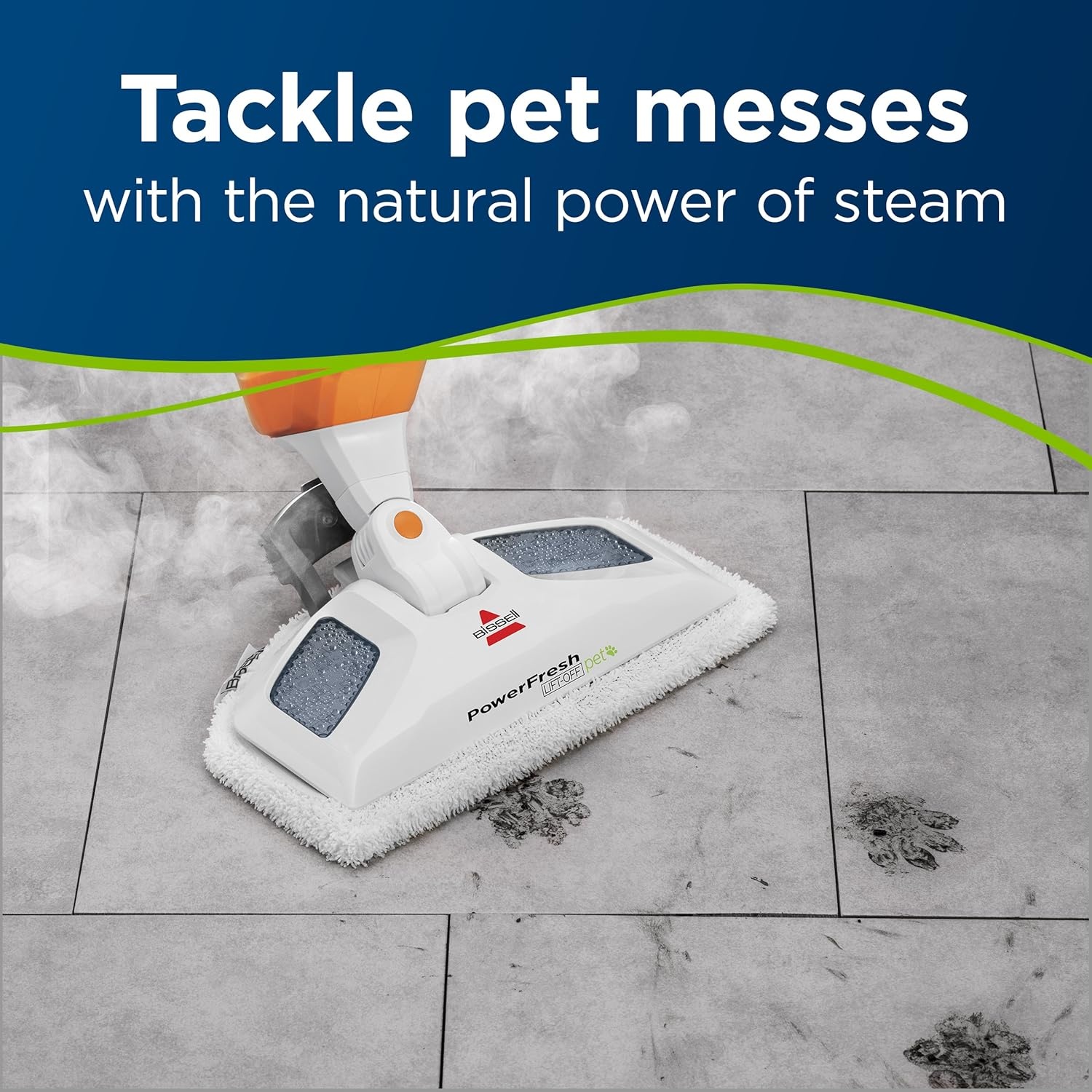 Bissell PowerFresh Lift-Off Pet Steam Mop, Steamer, Tile, Bathroom, Hard Wood Floor Cleaner, 1544A, Orange(PowerFresh Lift-Off)