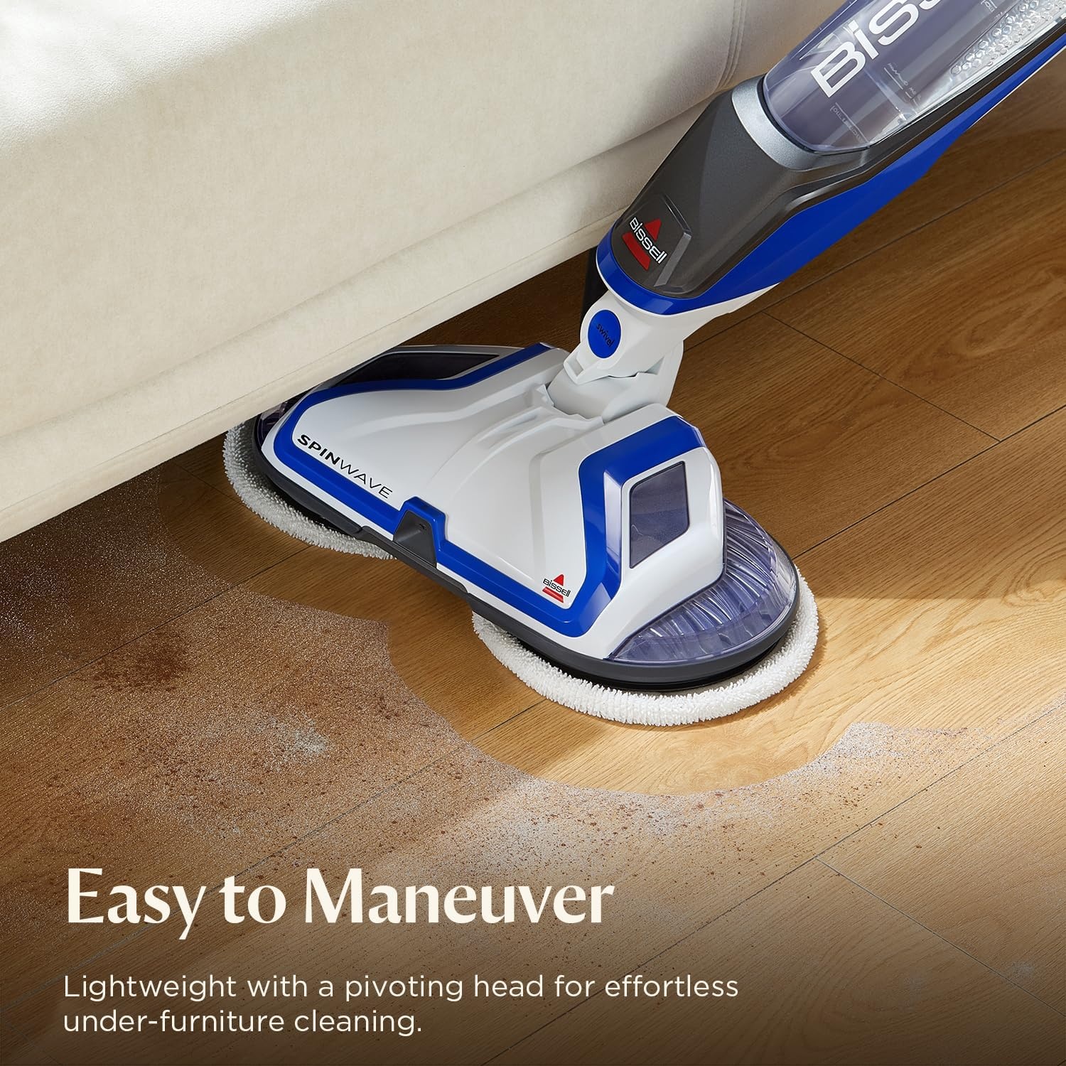 BISSELL Spinwave SmartSteam All-in-One Scrubbing and Sanitizing Electric Hard Floor Steam Mop w/LED Headlights & Swivel Steering 3897A(SpinWave Corded)