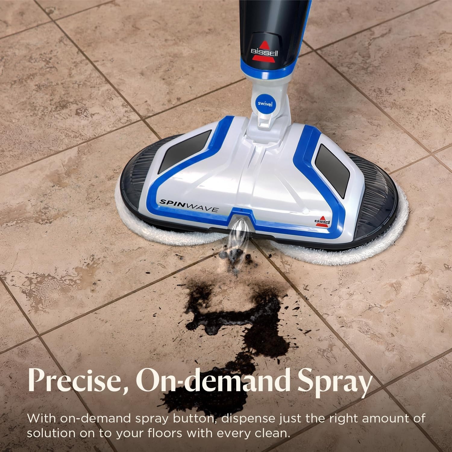 BISSELL Spinwave SmartSteam All-in-One Scrubbing and Sanitizing Electric Hard Floor Steam Mop w/LED Headlights & Swivel Steering 3897A(SpinWave Corded)