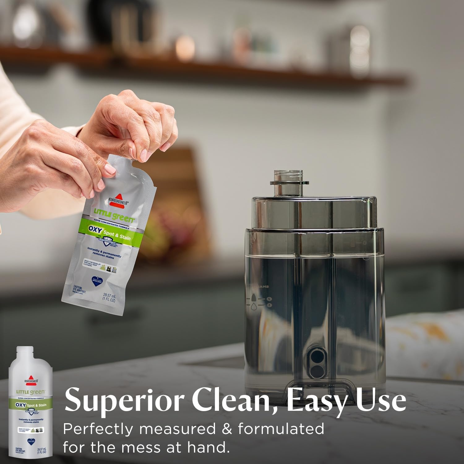 BISSELL Little Green Spot & Stain Cleaning Solution with OXY and StainProtect, for All Leading Portable Carpet & Upholstery Deep Cleaners, Instantly & Permanently Removes Stains, 2038G, 32oz(Little Green Oxy Super Concentrate (Pack of 2))