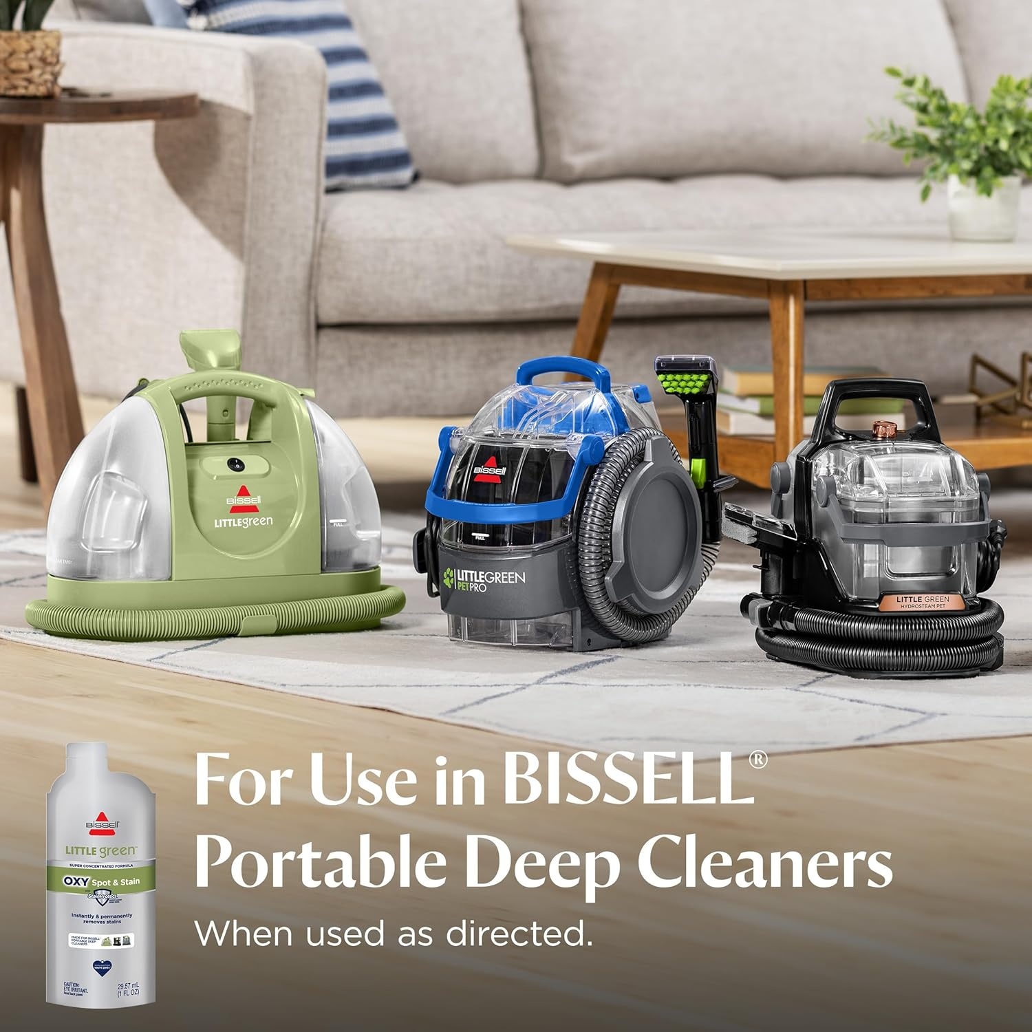 BISSELL Little Green Spot & Stain Cleaning Solution with OXY and StainProtect, for All Leading Portable Carpet & Upholstery Deep Cleaners, Instantly & Permanently Removes Stains, 2038G, 32oz(Little Green Oxy Super Concentrate (Pack of 2))