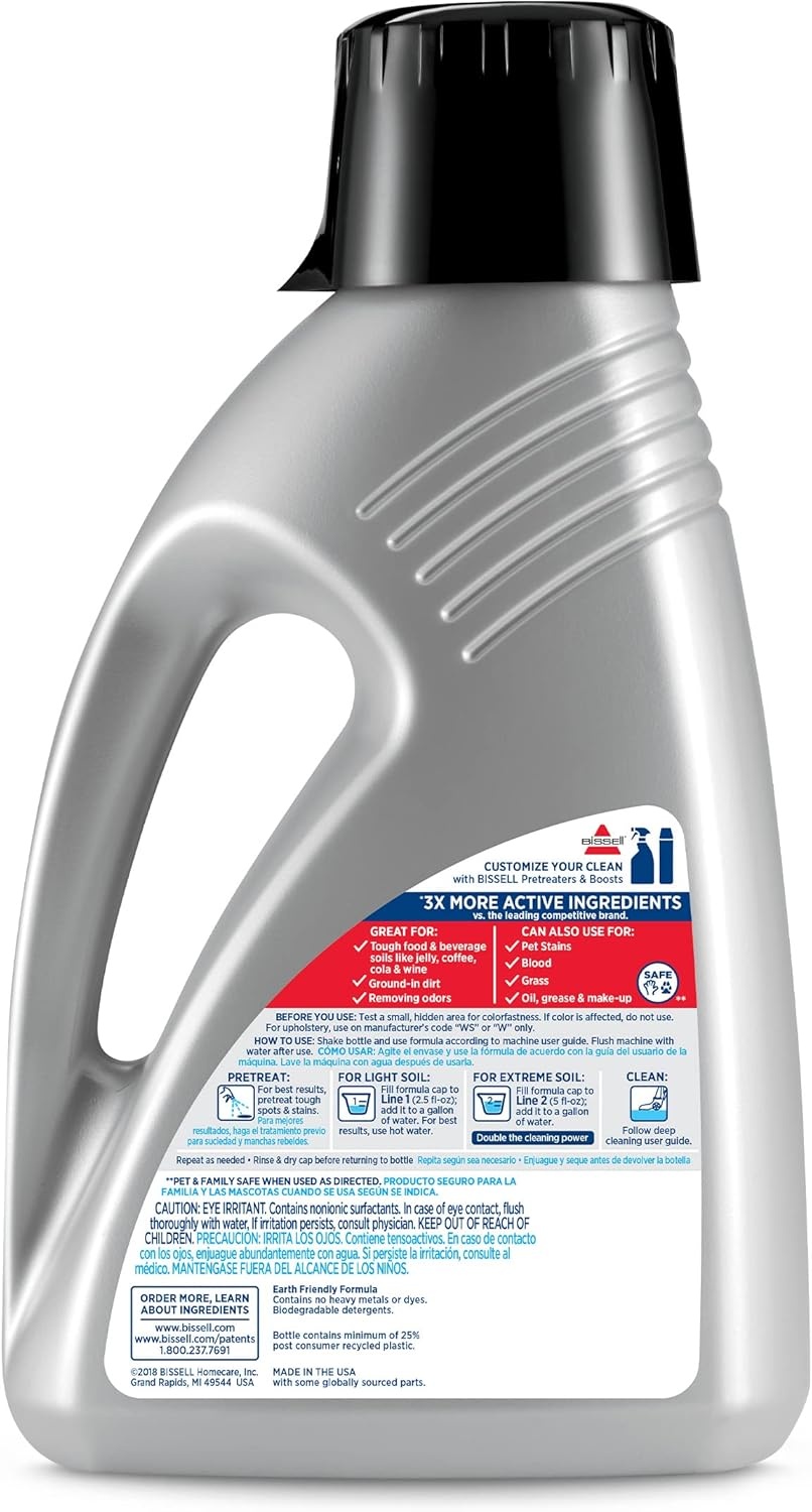 Bissell PET PRO OXY Urine Eliminator with Febreze Carpet Deep Clean Solution, with StainProtect Technology, for use in leading upright carpet cleaners, 48oz, Our best formula for pet messes & odors(48 Fl Oz (Pack of 2))