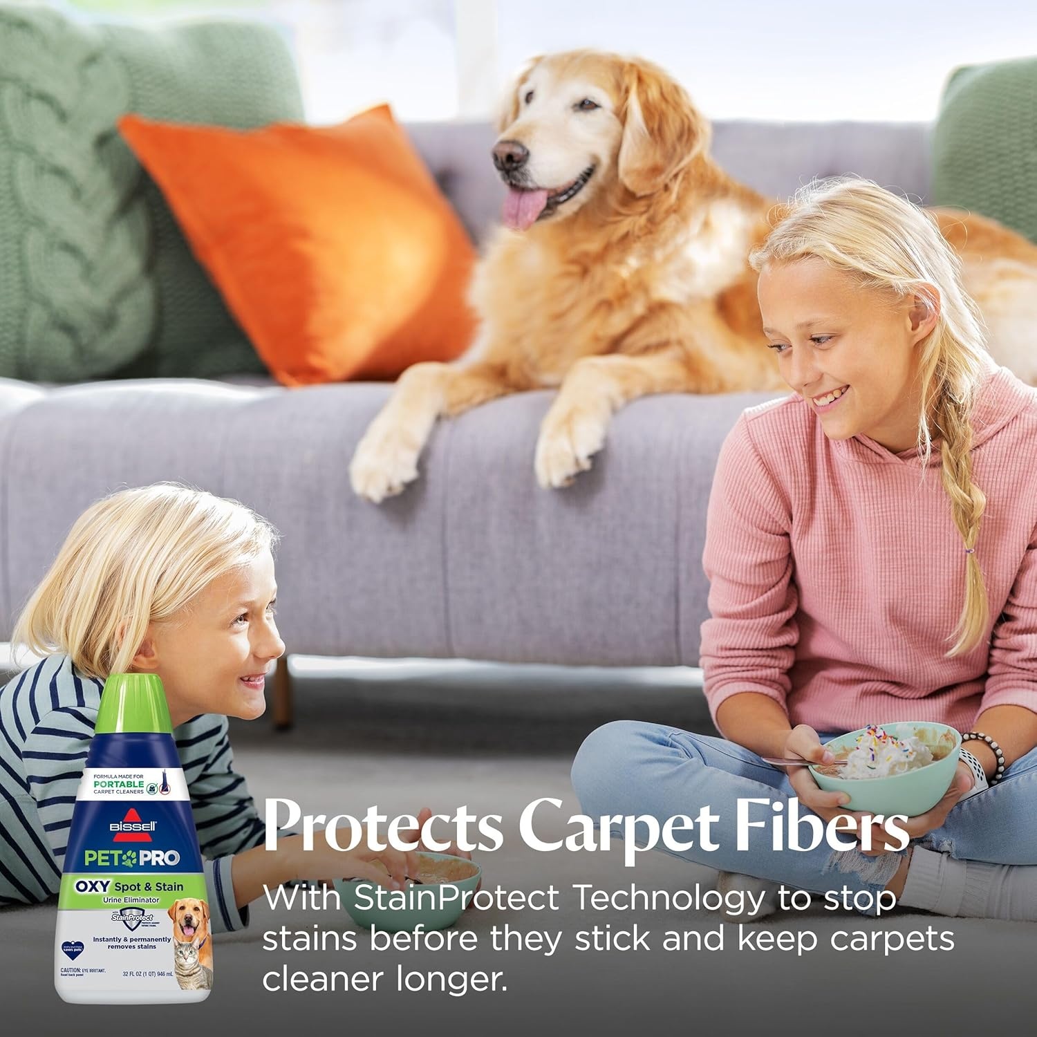 BISSELL PET PRO OXY Spot & Stain Formula for Portable Carpet Cleaners, 32 oz., 2034(Pet Pro Oxy 32 oz)
