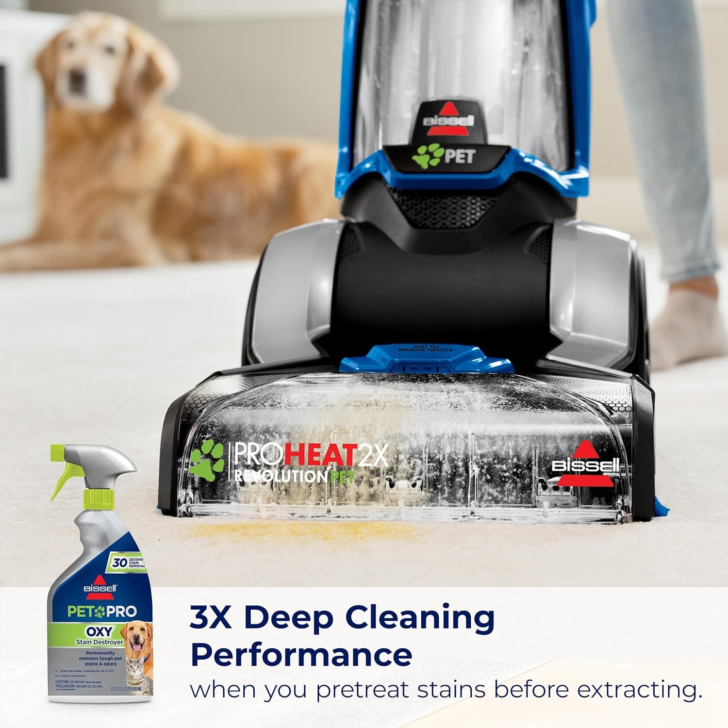 Bissell PET PRO OXY Stain Destroyer for Carpet and Upholstery, 22 oz, 2 pack, 17739(44 Fl Oz (Pack of 1))