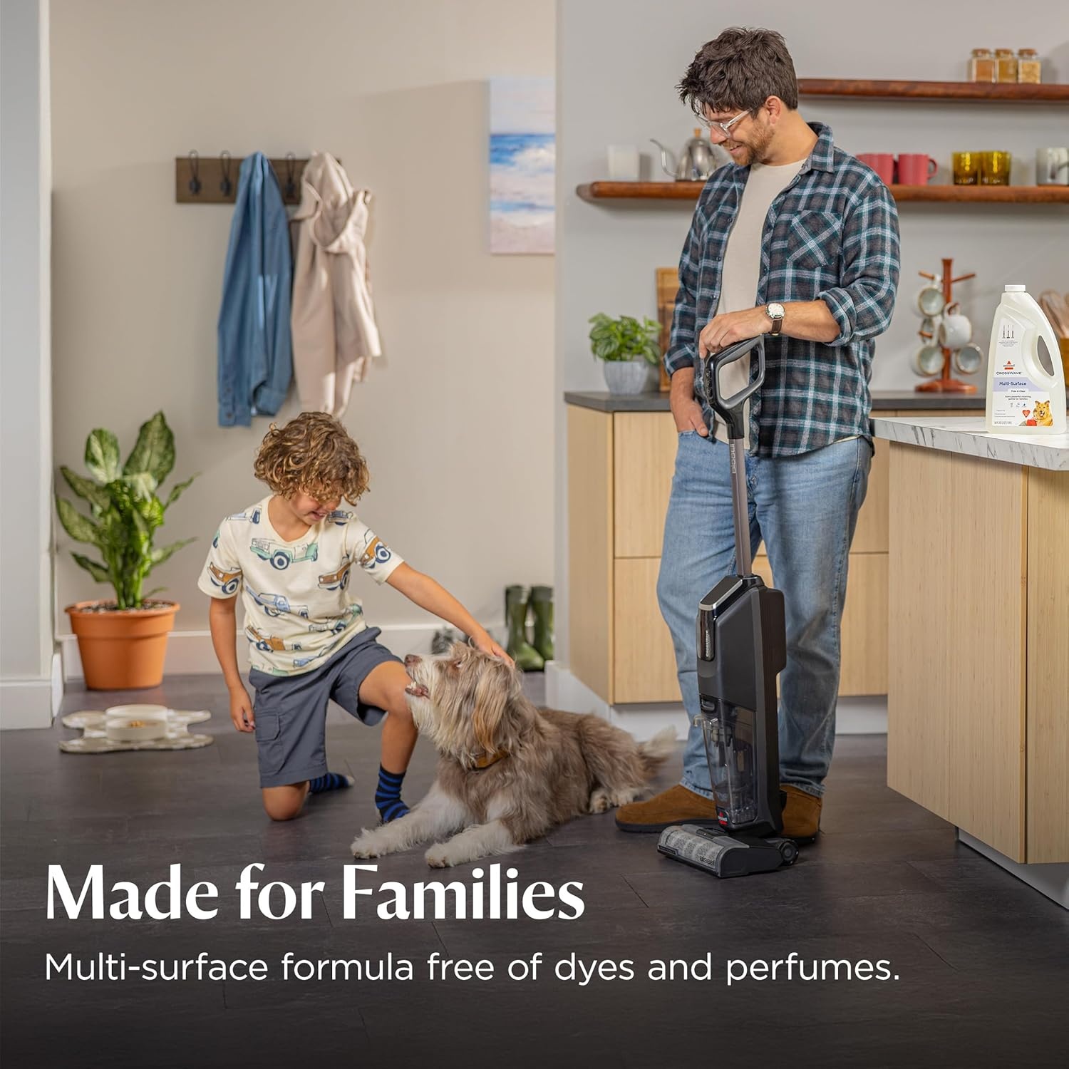 Bissell Multi‑Surface Free & Clear Floor Cleaning Solution, 64 oz – Fragrance‑Free Cleaner for Sealed Hard Floors & Area Rugs, Safe for Kids & Pets, Compatible with CrossWave & SpinWave Machines(Free & Clear)