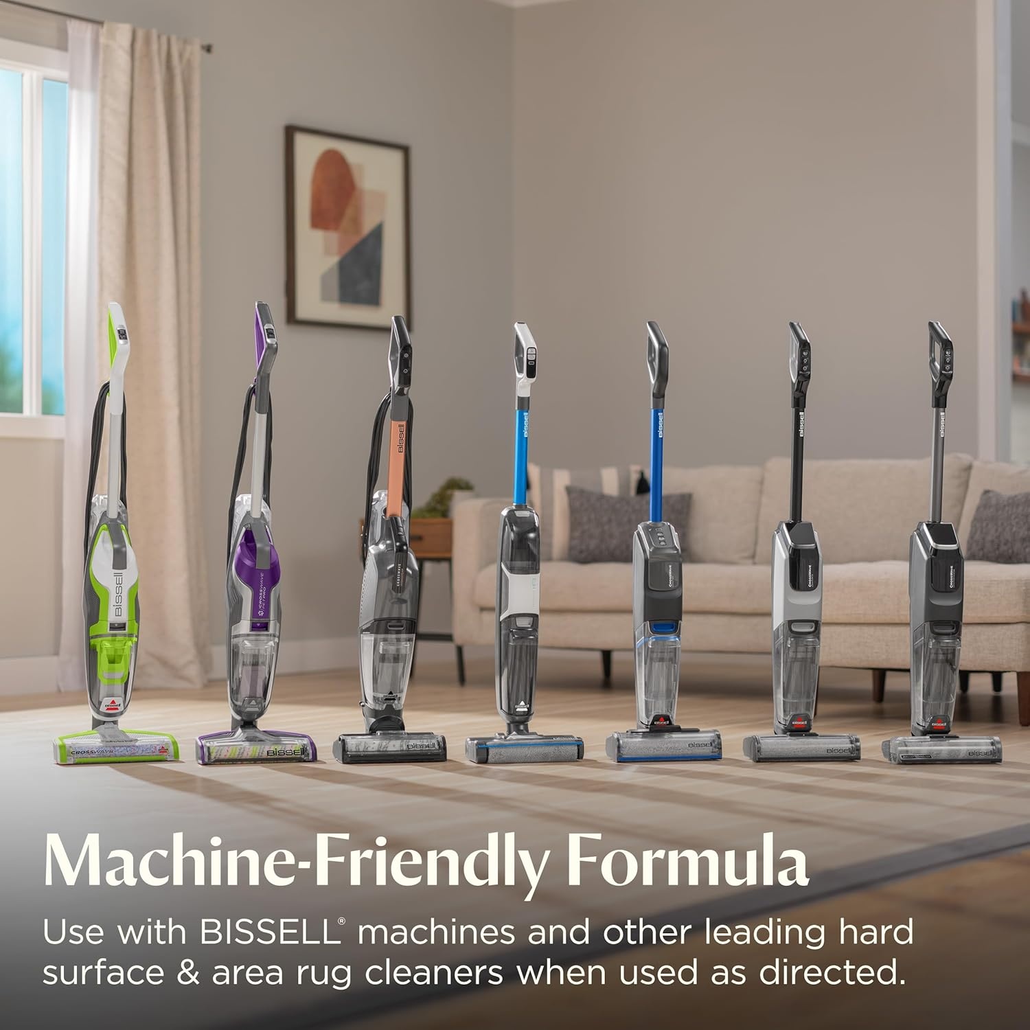 Bissell Multi‑Surface Free & Clear Floor Cleaning Solution, 64 oz – Fragrance‑Free Cleaner for Sealed Hard Floors & Area Rugs, Safe for Kids & Pets, Compatible with CrossWave & SpinWave Machines(Free & Clear)