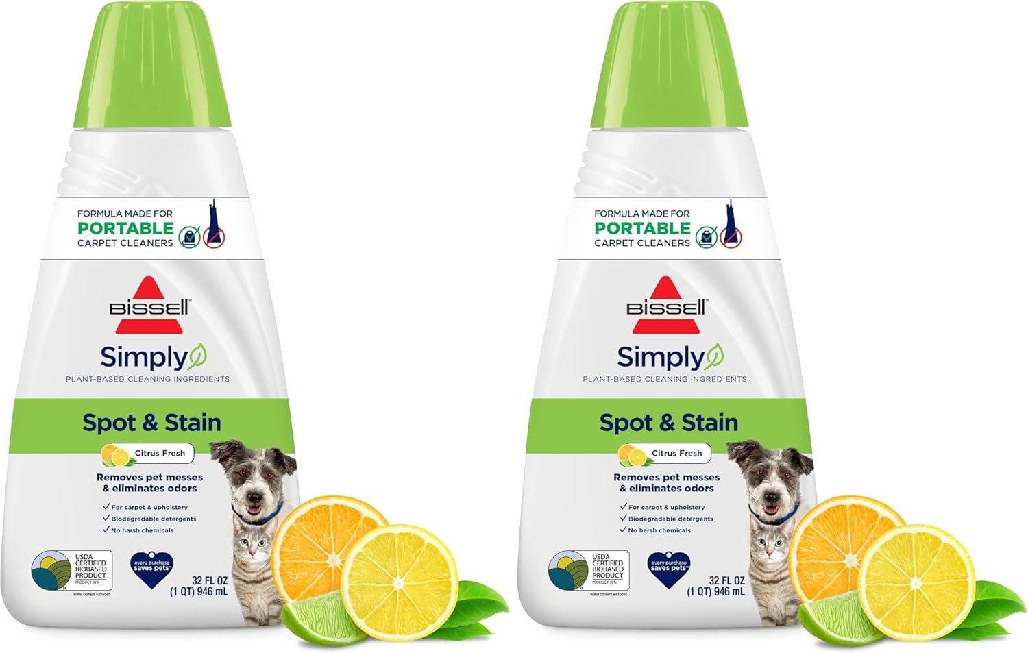 Bissell Simply Spot & Stain Portable Carpet Cleaner Formula, 32 oz, 3368(32 Fl Oz (Pack of 2))