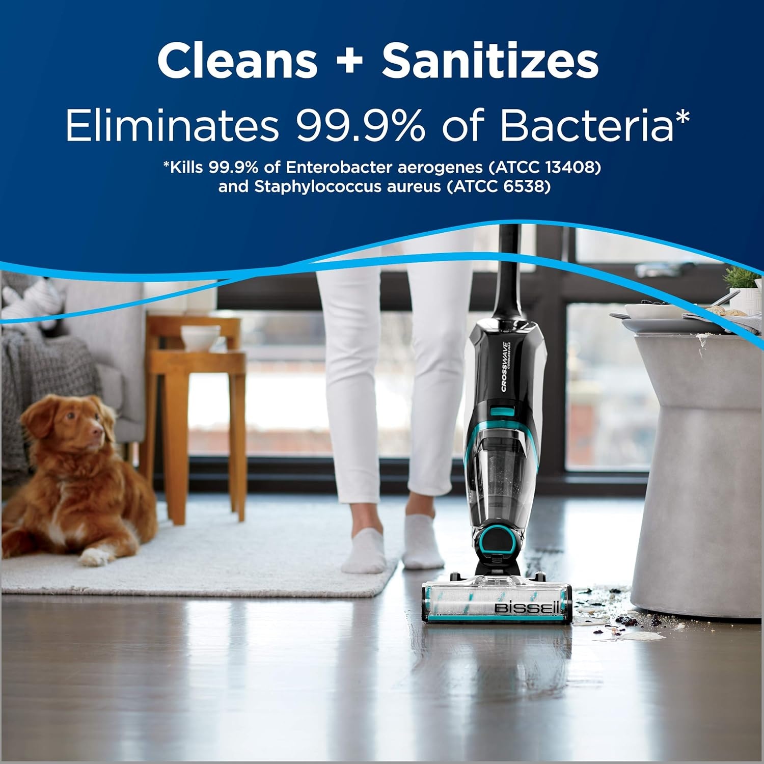 Bissell Hard Floor Sanitize Solution, for use in CrossWave and Spinwave, 80oz, Eliminates 99.9% of Bacteria(64 Fl Oz (Pack of 2))