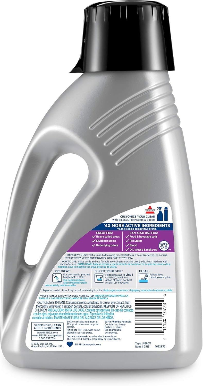 Bissell PRO OXY Carpet Deep Clean Solution, for use in leading upright carpet cleaners, 48oz, Removes deep down dirt, stains & odors(Pro Max with Febreze)
