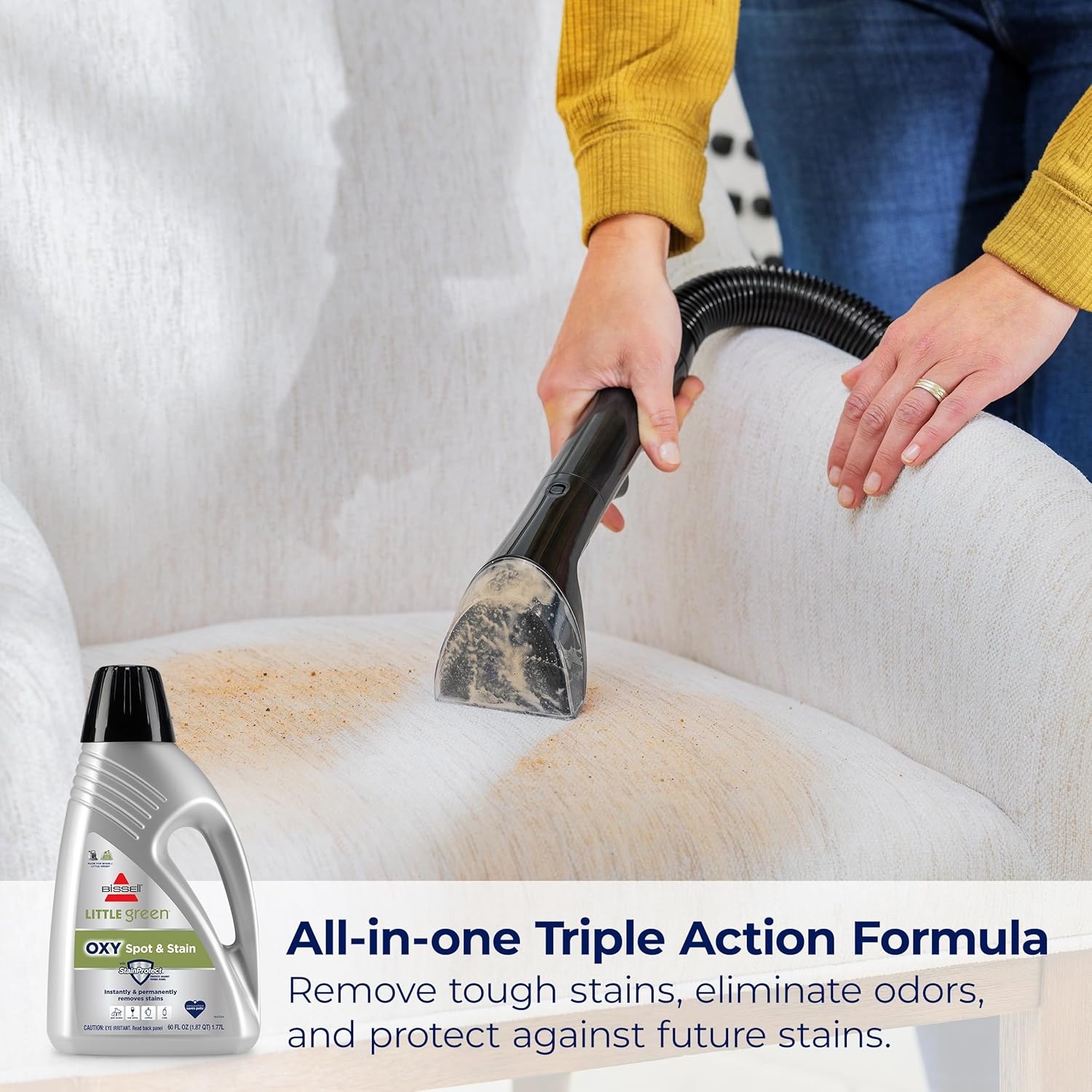 BISSELL Little Green Spot & Stain Cleaning Solution with OXY and StainProtect, for All Leading Portable Carpet & Upholstery Deep Cleaners, Instantly & Permanently Removes Stains, 2038G, 32oz(Little Green Oxy 64 oz (Pack of 2))