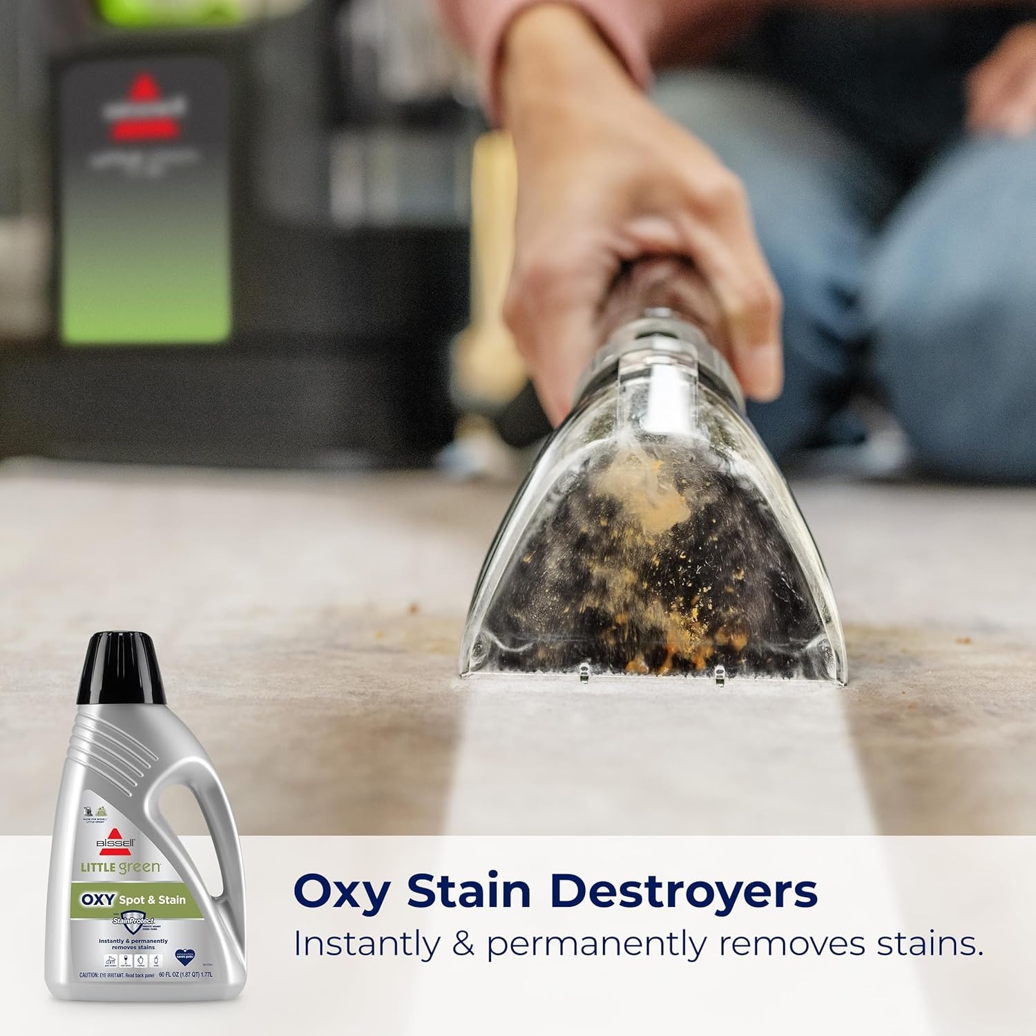 BISSELL Little Green Spot & Stain Cleaning Solution with OXY and StainProtect, for All Leading Portable Carpet & Upholstery Deep Cleaners, Instantly & Permanently Removes Stains, 2038G, 32oz(Little Green Oxy 64 oz (Pack of 2))