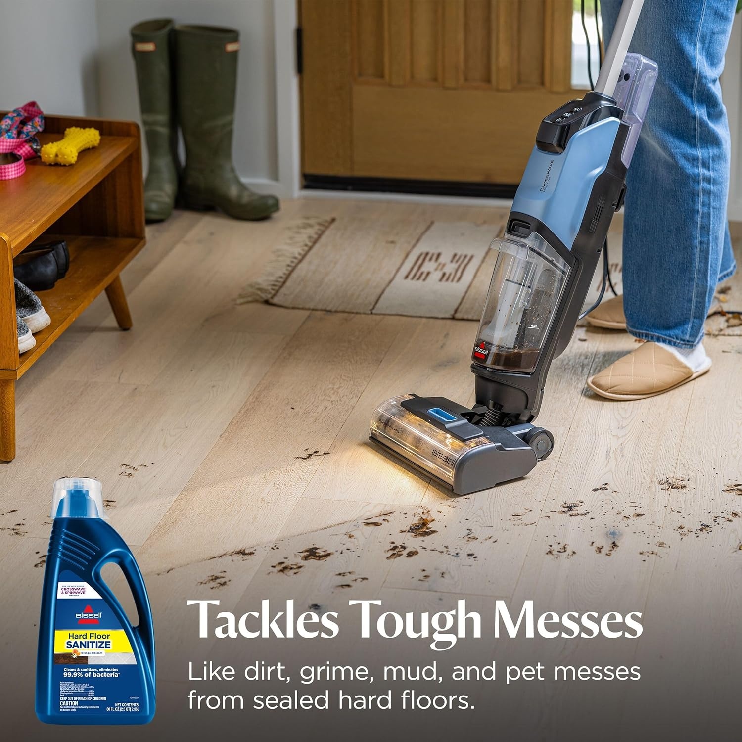 Bissell Hard Floor Sanitize Solution, for use in CrossWave and Spinwave, 80oz, Eliminates 99.9% of Bacteria(80 Fl Oz (Pack of 1))