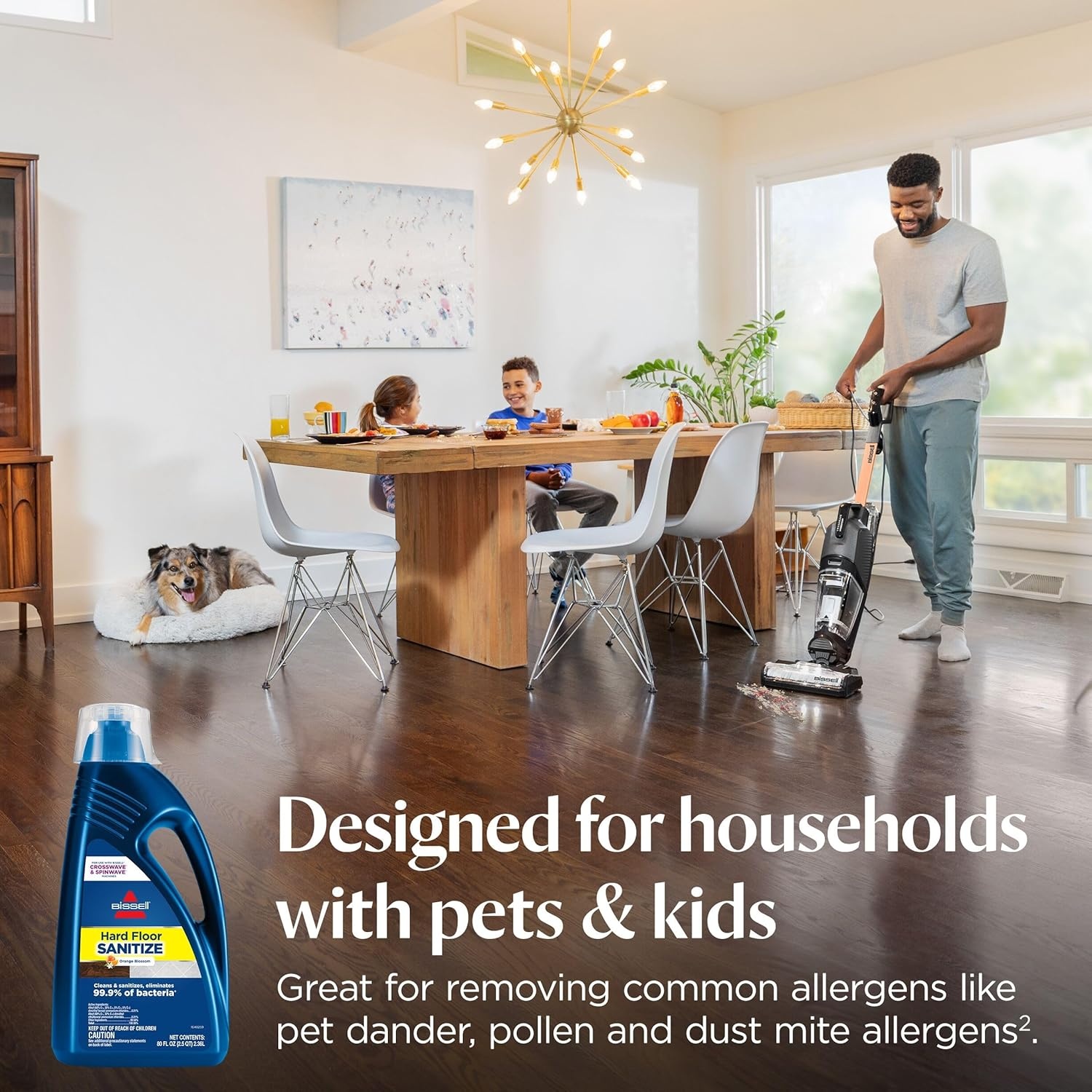 Bissell Hard Floor Sanitize Solution, for use in CrossWave and Spinwave, 80oz, Eliminates 99.9% of Bacteria(80 Fl Oz (Pack of 1))
