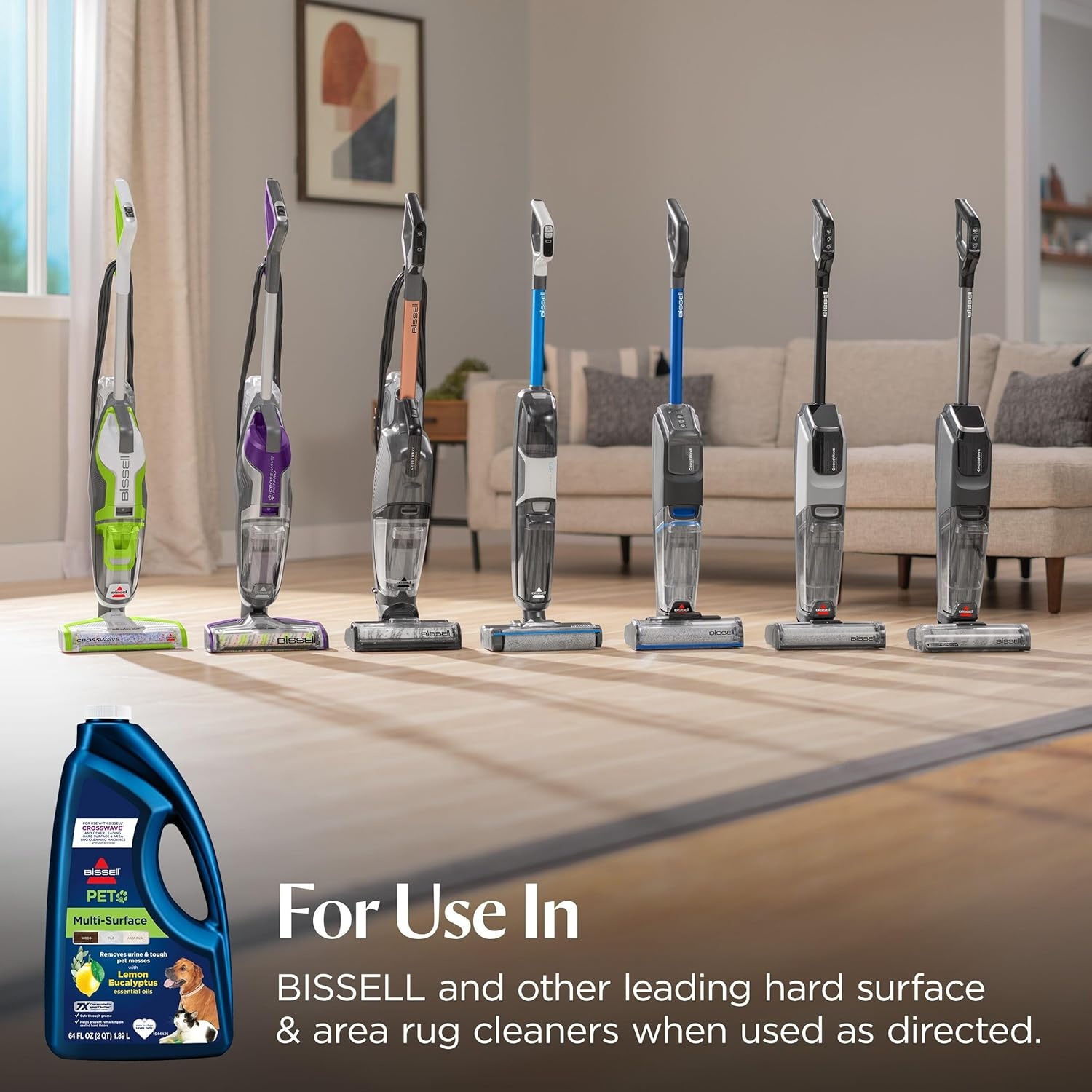 Bissell Multi-Surface Pet with Citrus, 34441, 64oz, Safe on Sealed hard Floors and Area Rugs, Removes tough pet messes and elimantes odors, Lemon Eucalyptus Essential Oils(Multi-Surface Pet  64 oz)