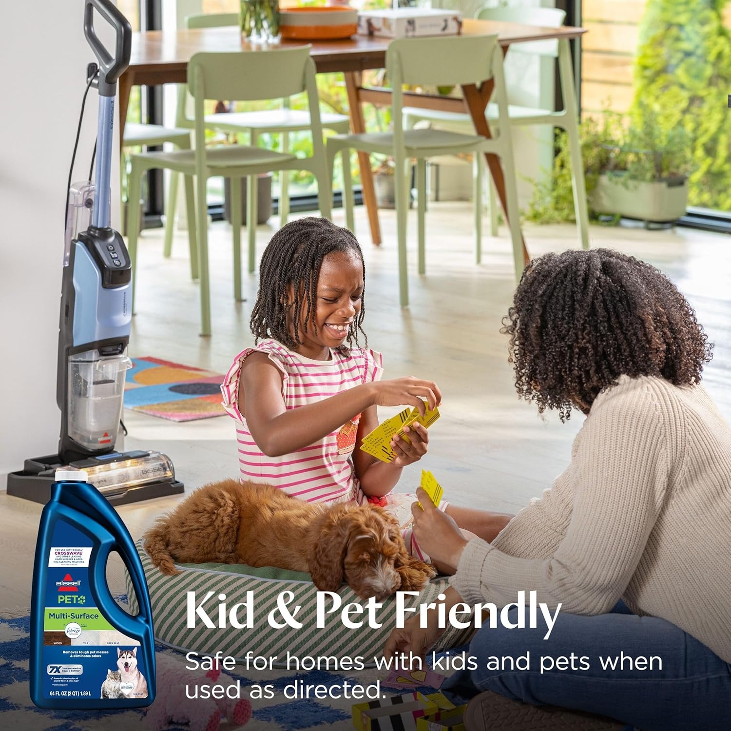 Bissell Multi-Surface Pet Solution with Febreze freshness, For Use in CrossWave and Other Leading Hard Surface and Area Rug Cleaners, 80oz, Dissolves Dirt, grime, and Tough Sticky Messes(64 Fl Oz (Pack of 1))