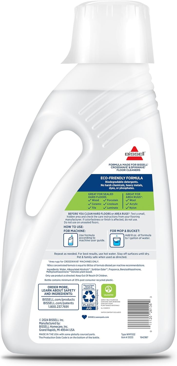 Bissell Simply Multi-Surface Formula, 80 oz, Clear, 80 Fl Oz
