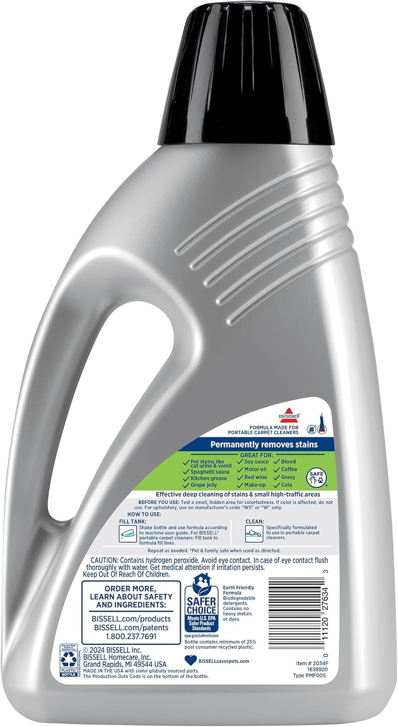 BISSELL® Little Green™ PET-PRO-OXY Formula for Portable Carpet Cleaners, 60 oz, 2034F(60 Fl Oz (Pack of 2))