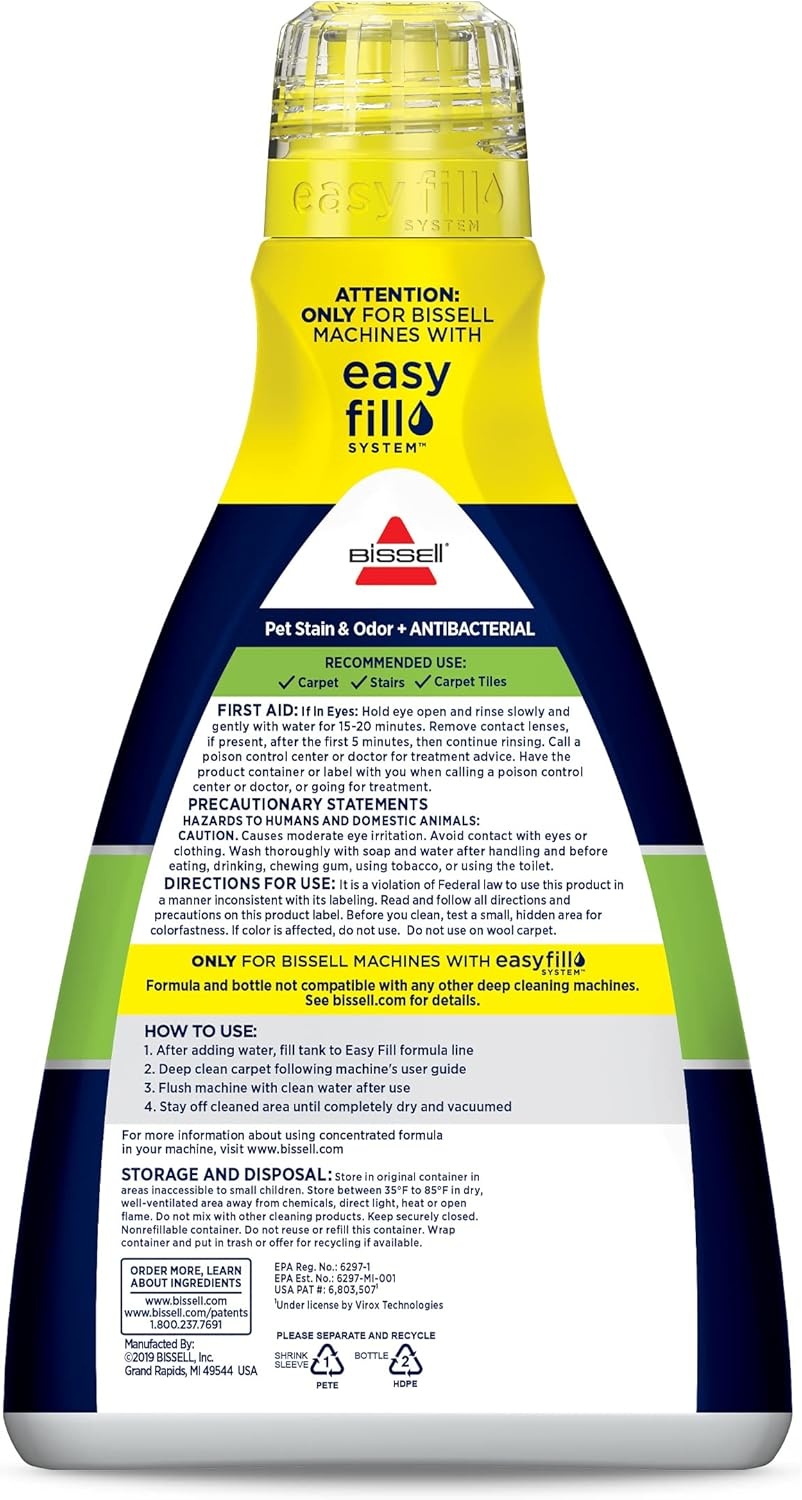 Bissell Pet Stain & Odor plus Antibacterial 2 in 1 Carpet Formula(40 Fl Oz (Pack of 2))