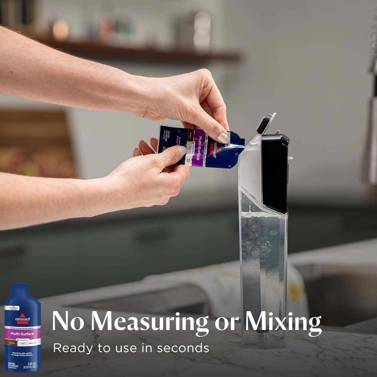 Bissell Multi-Surface Super Concentrate Solution, For use in CrossWave and other leading hard surface and area rug cleaners, 14 pouches, Perfectly measured and formulated for the mess at hand(Spring Breeze)