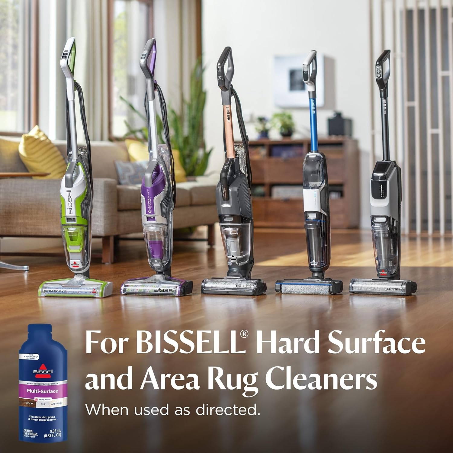Bissell Multi-Surface Super Concentrate Solution, For use in CrossWave and other leading hard surface and area rug cleaners, 14 pouches, Perfectly measured and formulated for the mess at hand(Spring Breeze)