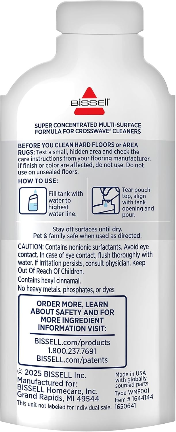 Bissell Multi-Surface Super Concentrate Solution, For use in CrossWave and other leading hard surface and area rug cleaners, 14 pouches, Perfectly measured and formulated for the mess at hand(Spring Breeze)