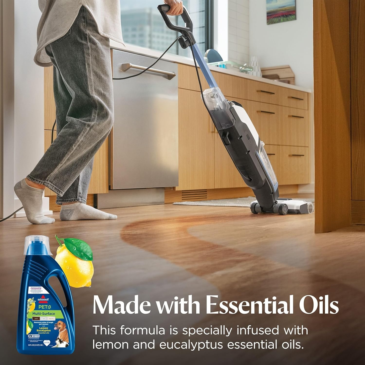Bissell Multi-Surface Pet with Citrus, 34441, 64oz, Safe on Sealed hard Floors and Area Rugs, Removes tough pet messes and elimantes odors, Lemon Eucalyptus Essential Oils(Multi-Surface Pet  80 oz)