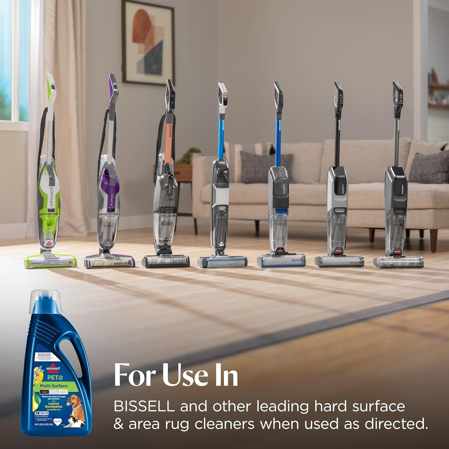 Bissell Multi-Surface Pet with Citrus, 34441, 64oz, Safe on Sealed hard Floors and Area Rugs, Removes tough pet messes and elimantes odors, Lemon Eucalyptus Essential Oils(Multi-Surface Pet  80 oz)