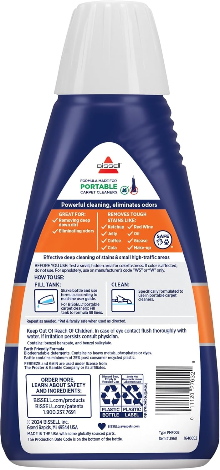 Bissell® Spot & Stain with Febreze + Gain Original Scent Formula for Little Green Devices, Portable Carpet Cleaners (3968)(Fresh)
