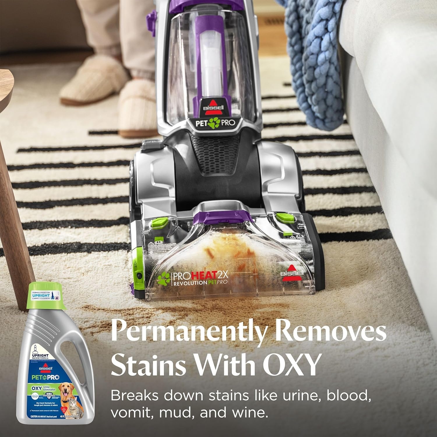 Bissell PET PRO OXY Urine Eliminator with Febreze Carpet Deep Clean Solution, with StainProtect Technology, for use in leading upright carpet cleaners, 48oz, Our best formula for pet messes & odors(48 Fl Oz (Pack of 1))