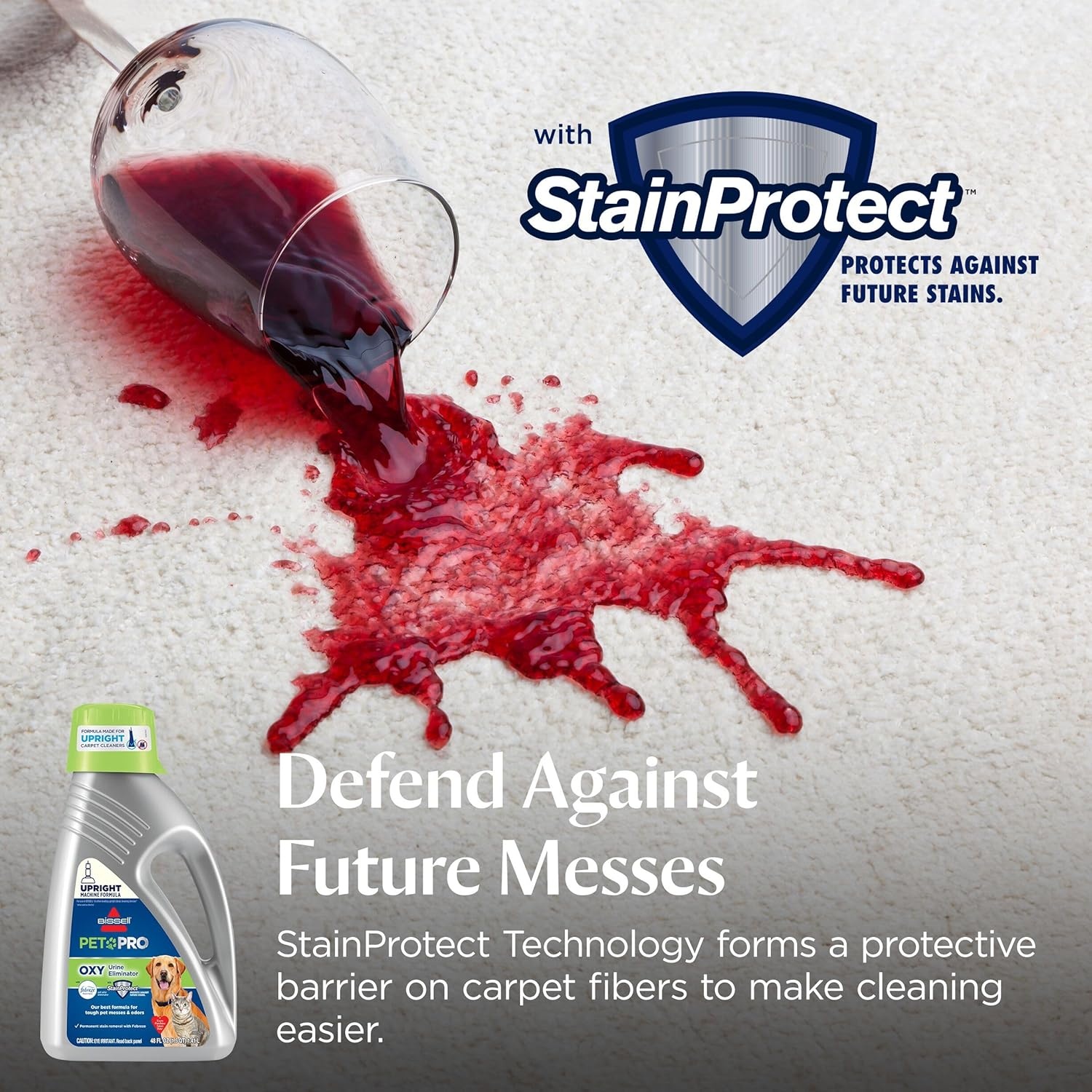 Bissell PET PRO OXY Urine Eliminator with Febreze Carpet Deep Clean Solution, with StainProtect Technology, for use in leading upright carpet cleaners, 48oz, Our best formula for pet messes & odors(48 Fl Oz (Pack of 1))