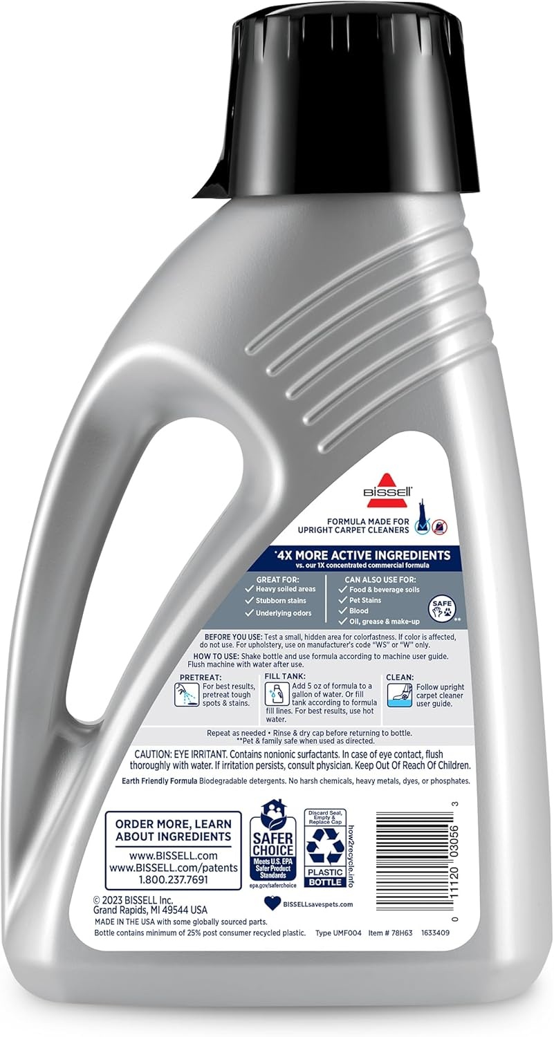 Bissell PRO OXY Carpet Deep Clean Solution, for use in leading upright carpet cleaners, 48oz, Removes deep down dirt, stains & odors(Pro Max)
