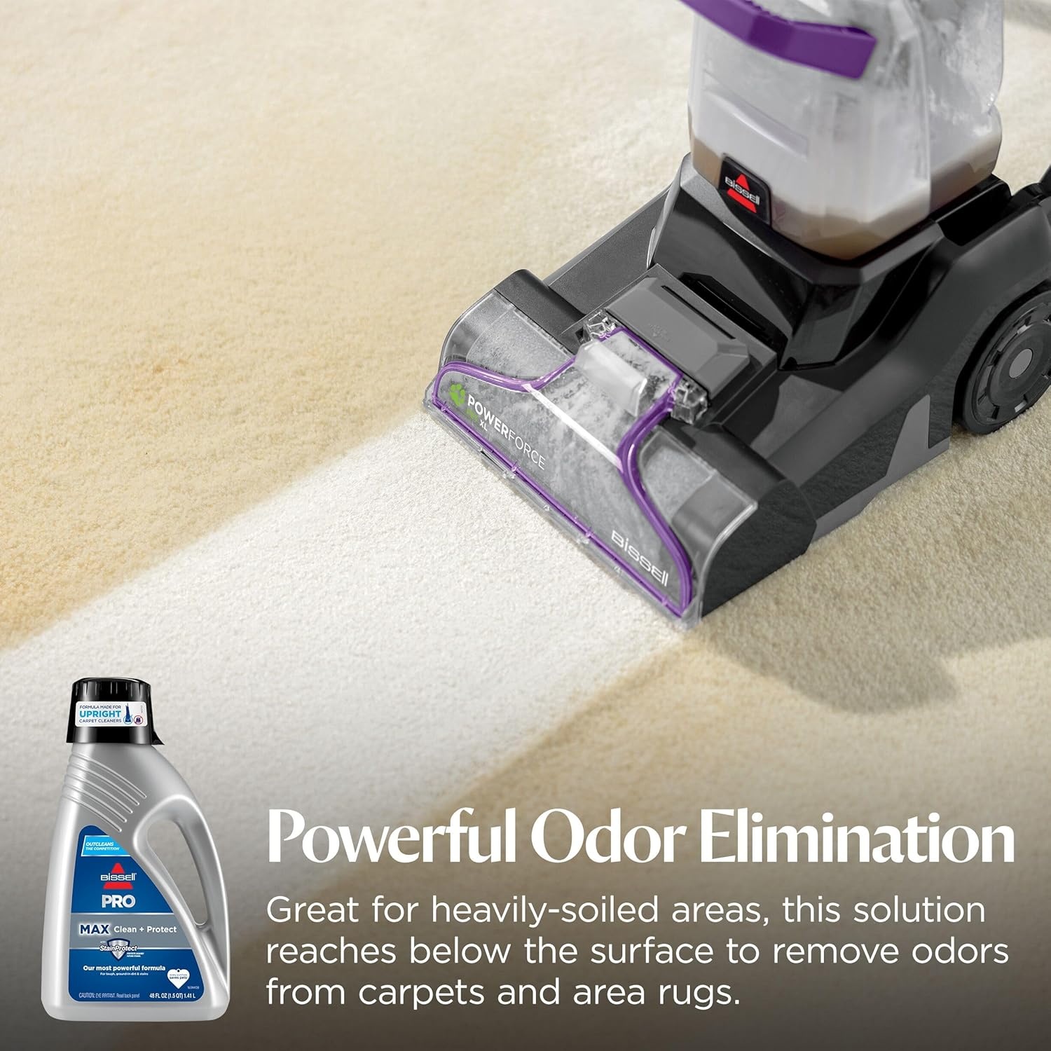 Bissell PRO OXY Carpet Deep Clean Solution, for use in leading upright carpet cleaners, 48oz, Removes deep down dirt, stains & odors(Pro Max)
