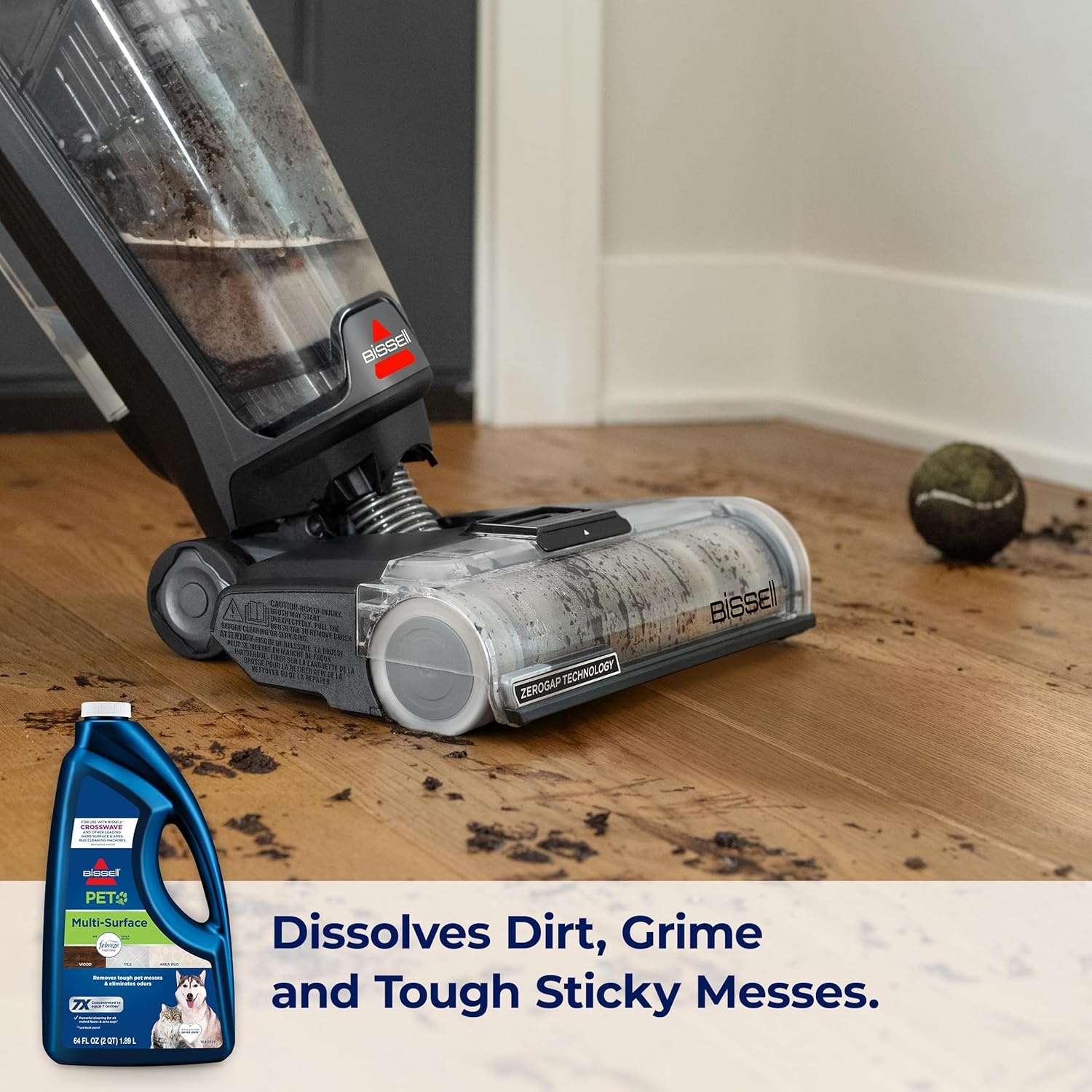 Bissell Multi-Surface Pet Solution with Febreze freshness, For Use in CrossWave and Other Leading Hard Surface and Area Rug Cleaners, 80oz, Dissolves Dirt, grime, and Tough Sticky Messes(64 Fl Oz (Pack of 2))