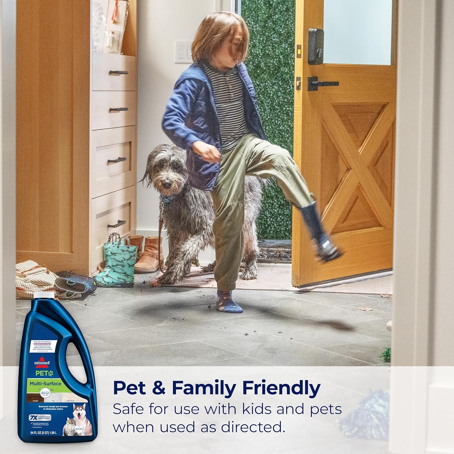 Bissell Multi-Surface Pet Solution with Febreze freshness, For Use in CrossWave and Other Leading Hard Surface and Area Rug Cleaners, 80oz, Dissolves Dirt, grime, and Tough Sticky Messes(64 Fl Oz (Pack of 2))