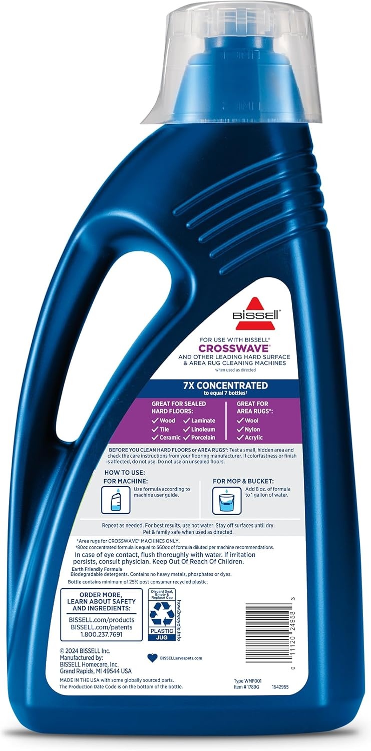 Bissell Multi-Surface Super Concentrate Solution, For use in CrossWave and other leading hard surface and area rug cleaners, 14 pouches, Perfectly measured and formulated for the mess at hand(Fresh)