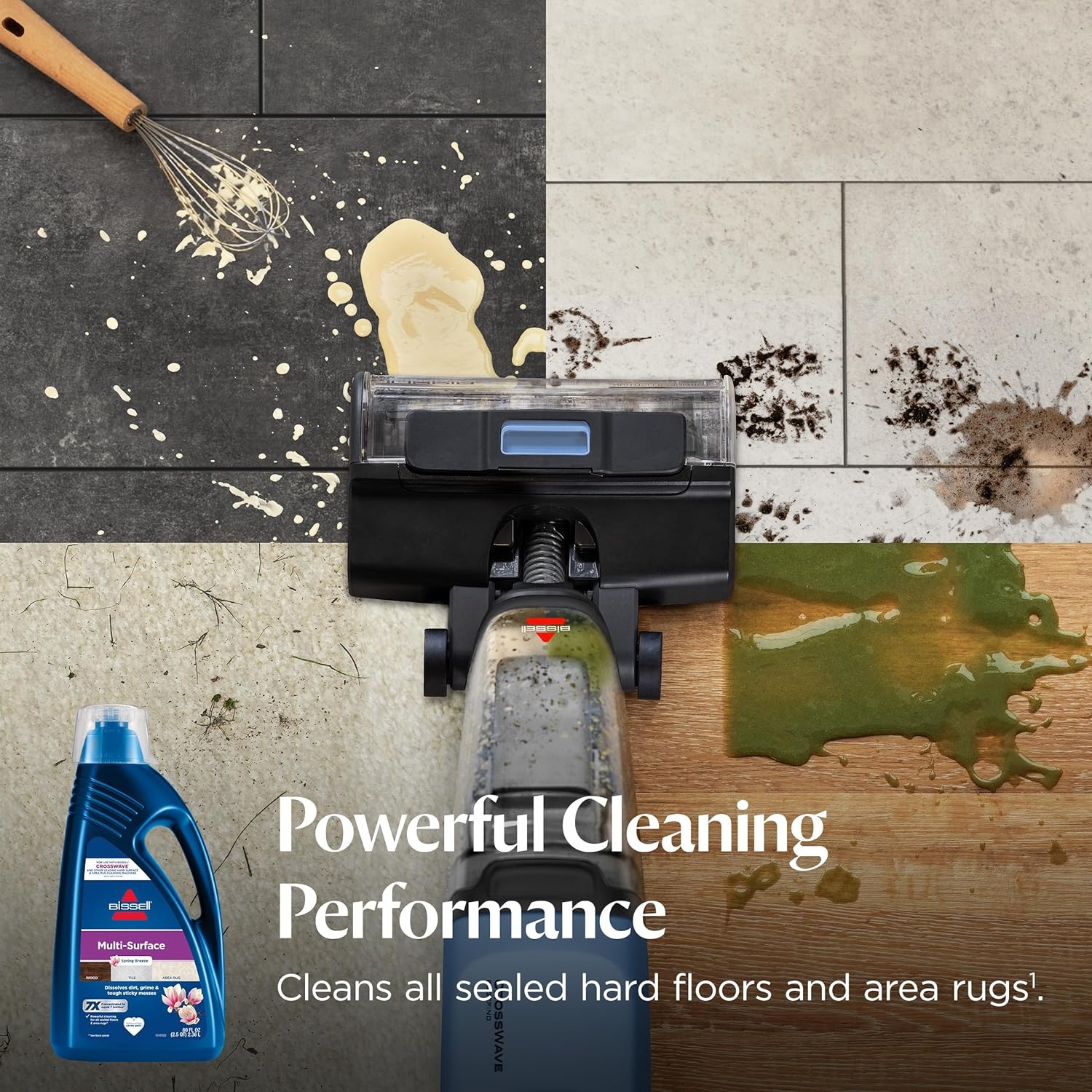 Bissell Multi-Surface Super Concentrate Solution, For use in CrossWave and other leading hard surface and area rug cleaners, 14 pouches, Perfectly measured and formulated for the mess at hand(Fresh)