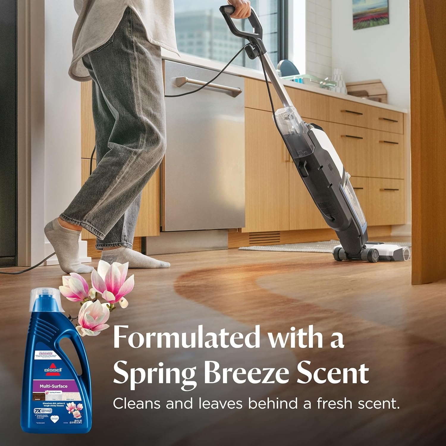 Bissell Multi-Surface Super Concentrate Solution, For use in CrossWave and other leading hard surface and area rug cleaners, 14 pouches, Perfectly measured and formulated for the mess at hand(Fresh)
