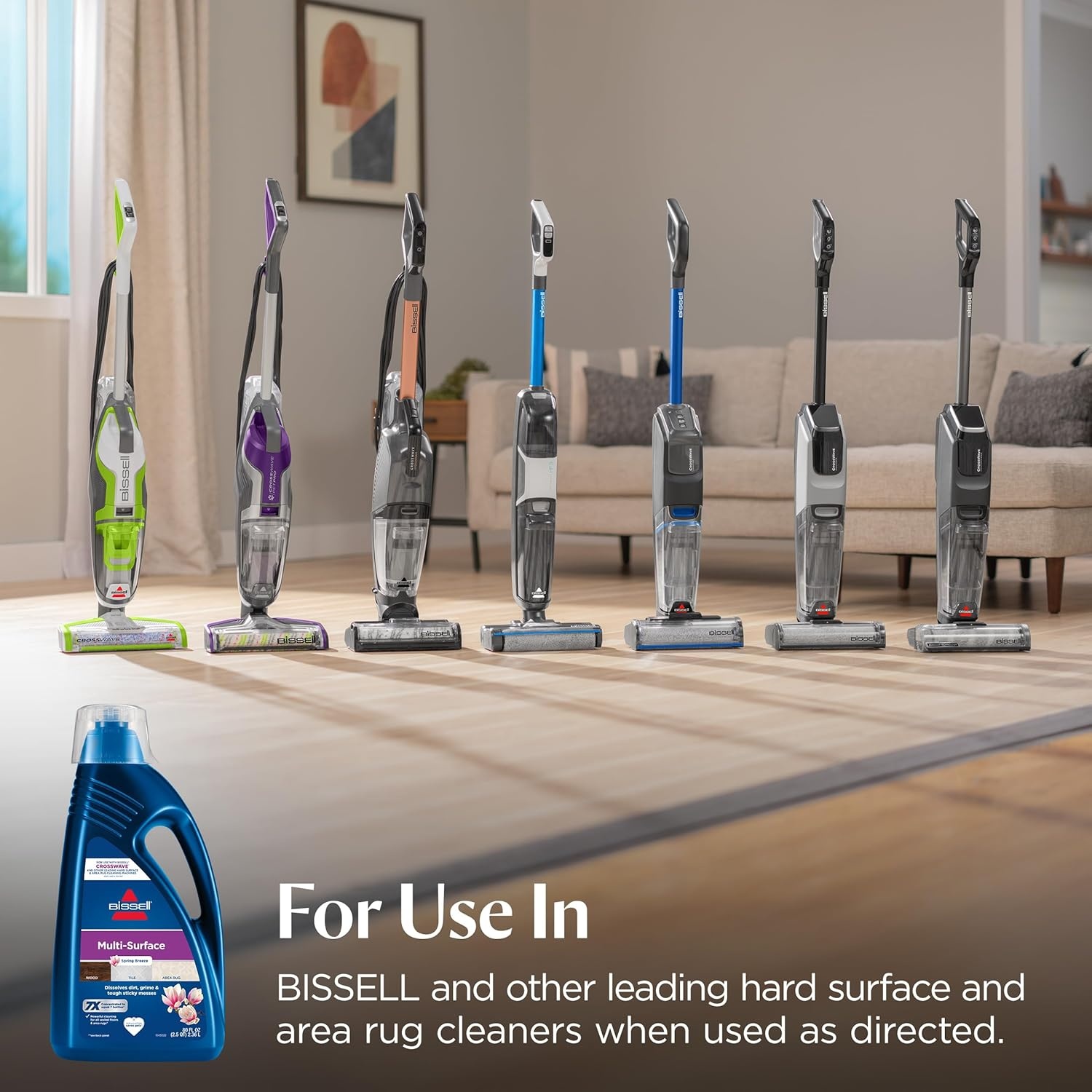 Bissell Multi-Surface Super Concentrate Solution, For use in CrossWave and other leading hard surface and area rug cleaners, 14 pouches, Perfectly measured and formulated for the mess at hand(Fresh)