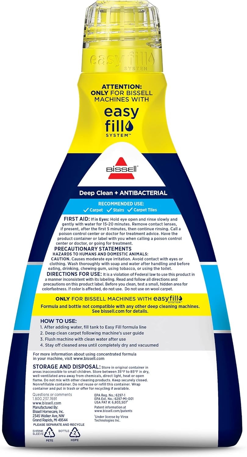 Bissell Pet Stain & Odor plus Antibacterial 2 in 1 Carpet Formula(40 Fl Oz (Pack of 1))